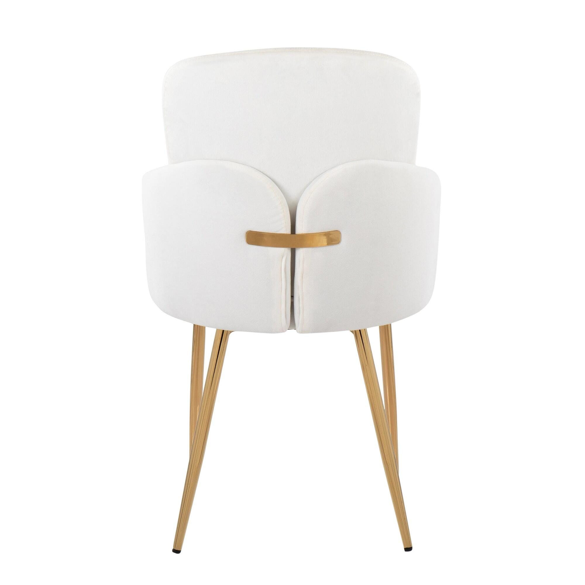 LumiSource Dahlia Dining Chair (Set of 2), Gold/Cream, large