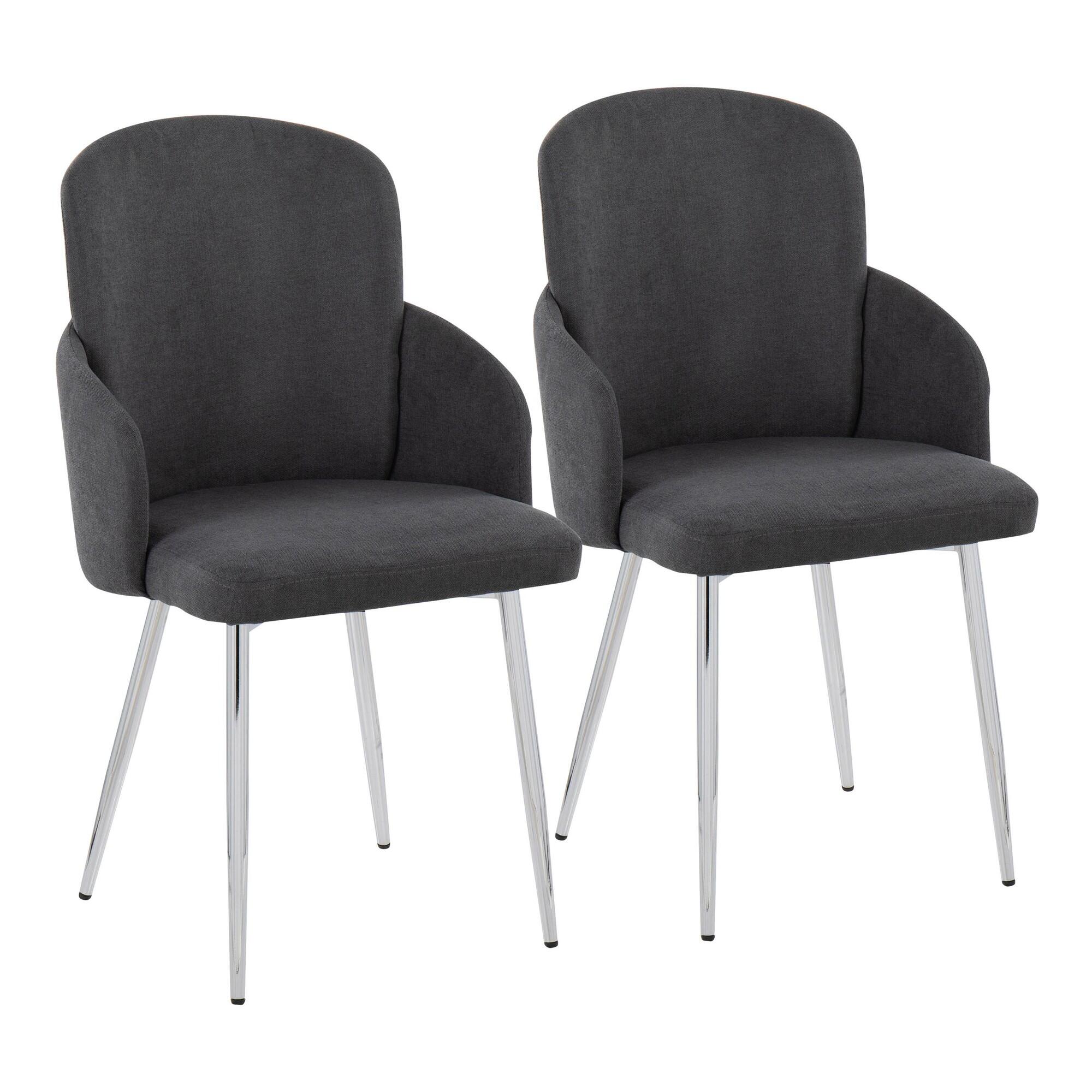 LumiSource Dahlia Dining Chair (Set of 2), Gray/Chrome, large