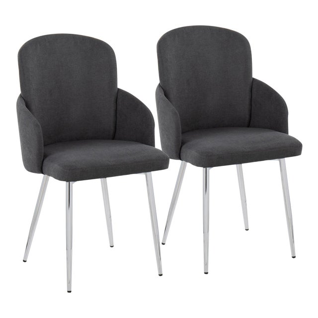 LumiSource Dahlia Dining Chair (Set of 2), Gray/Chrome