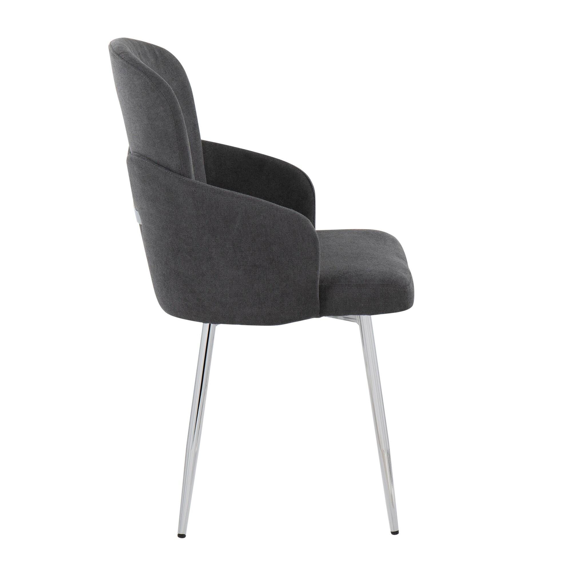 LumiSource Dahlia Dining Chair (Set of 2), Gray/Chrome, large