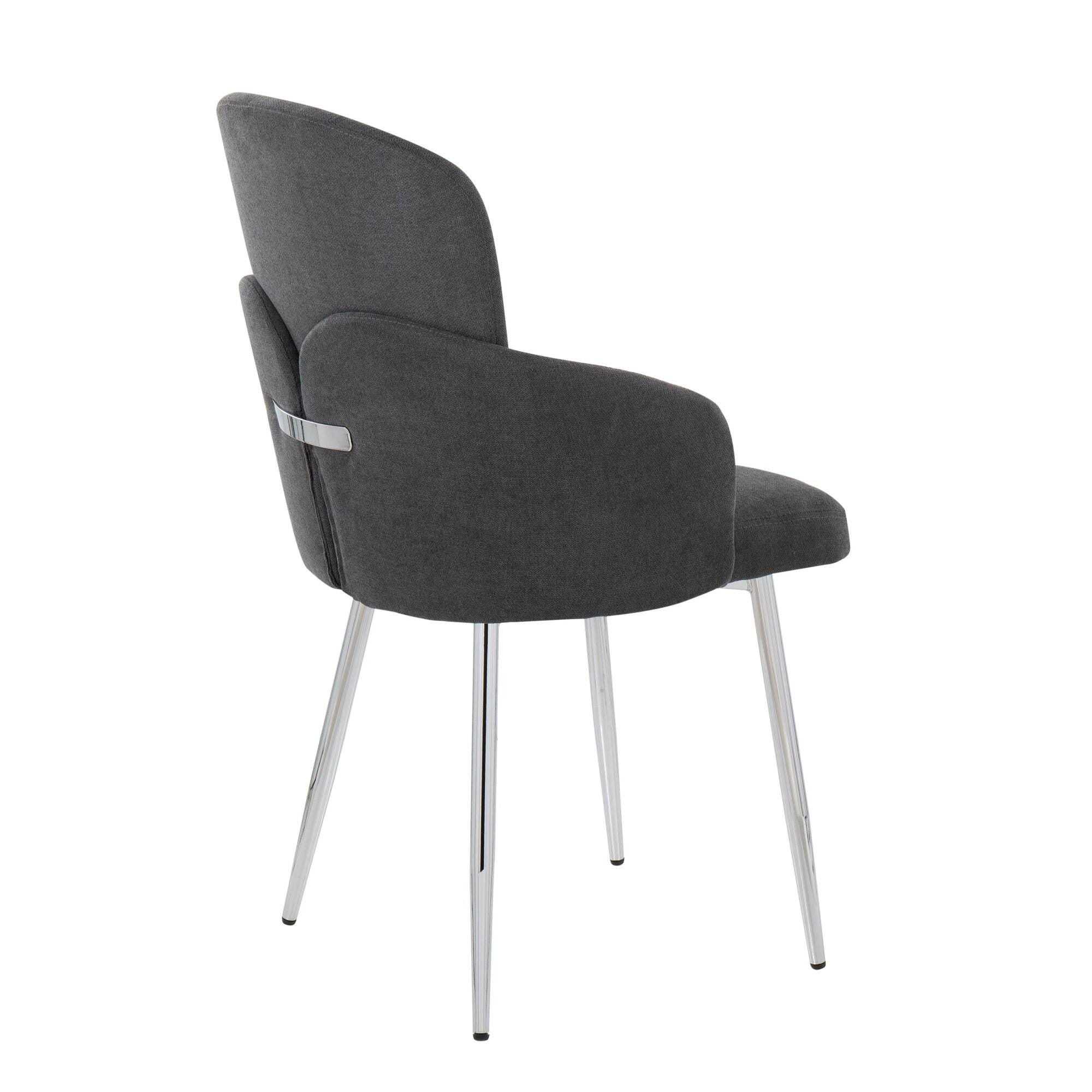 LumiSource Dahlia Dining Chair (Set of 2), Gray/Chrome, large