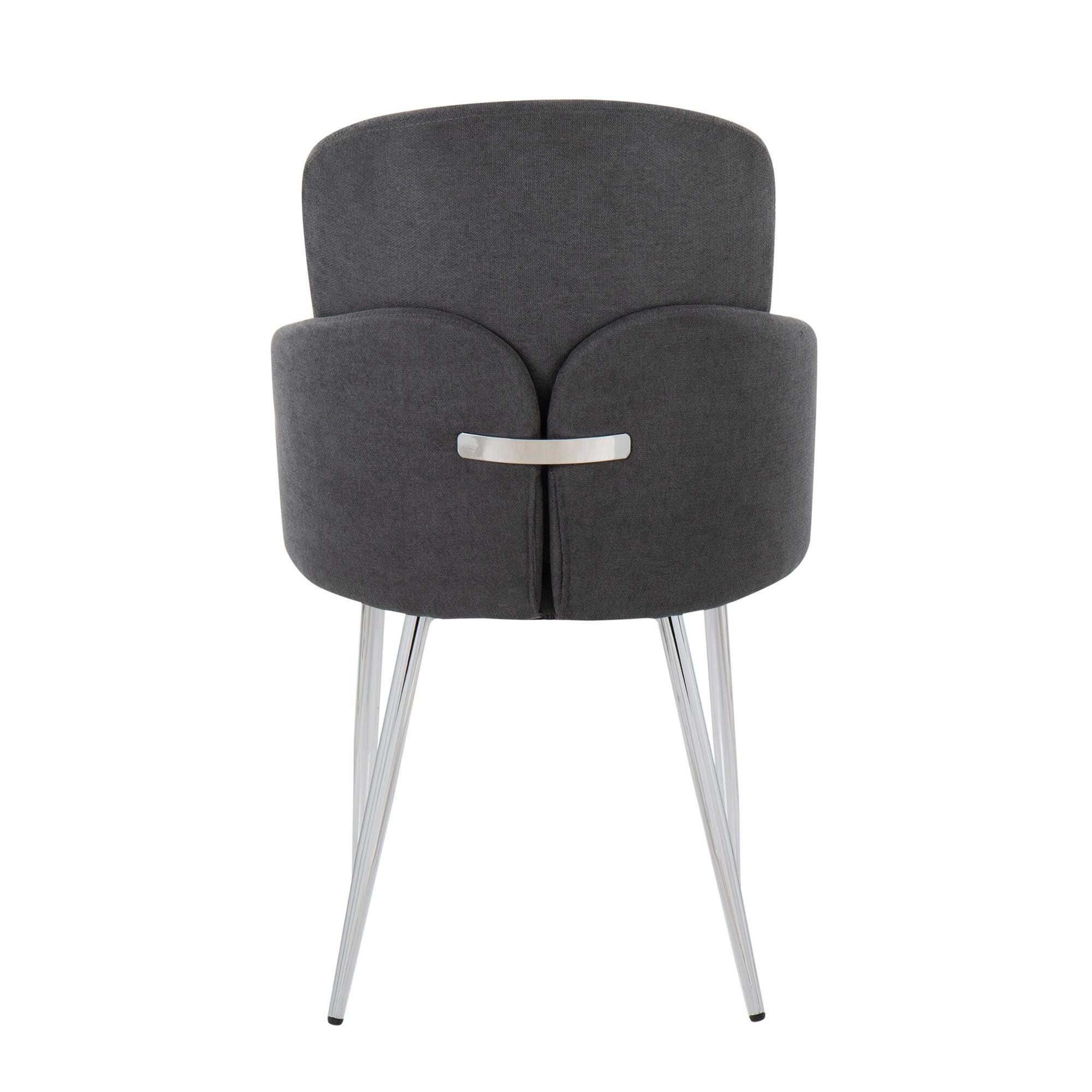 LumiSource Dahlia Dining Chair (Set of 2), Gray/Chrome, large