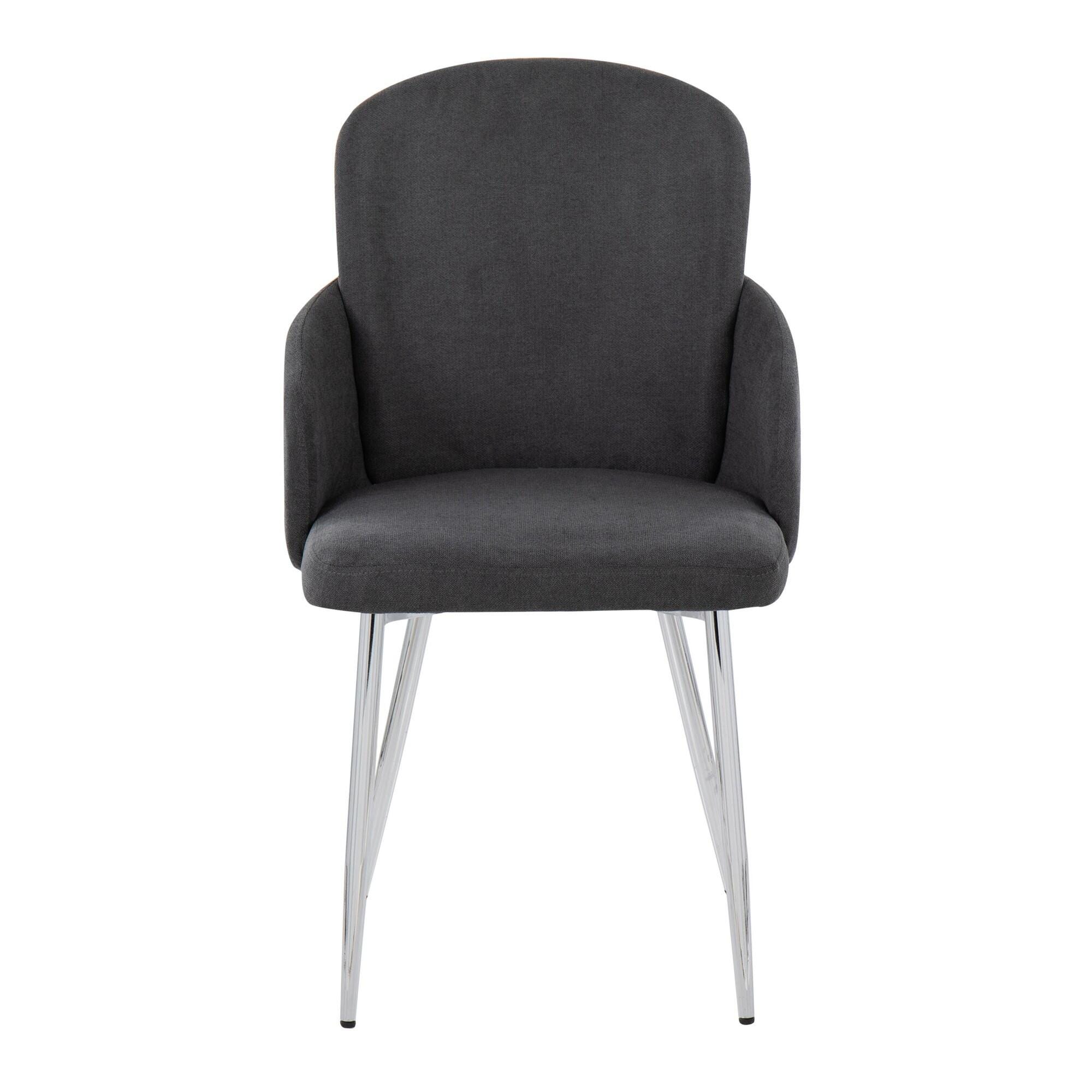 LumiSource Dahlia Dining Chair (Set of 2), Gray/Chrome, large