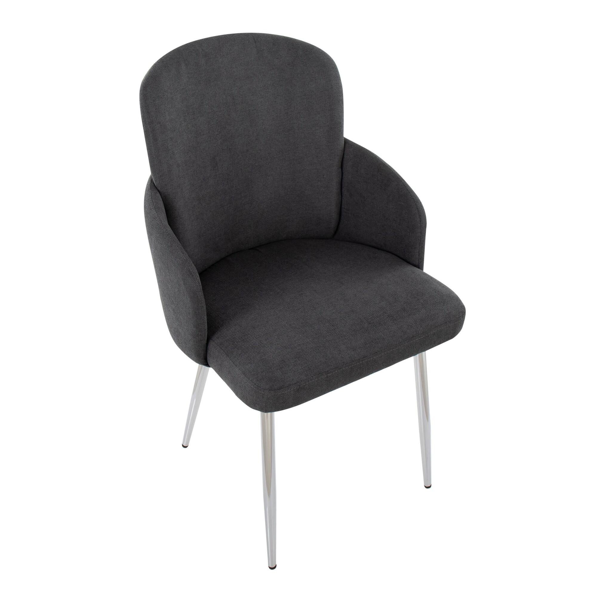 LumiSource Dahlia Dining Chair (Set of 2), Gray/Chrome, large