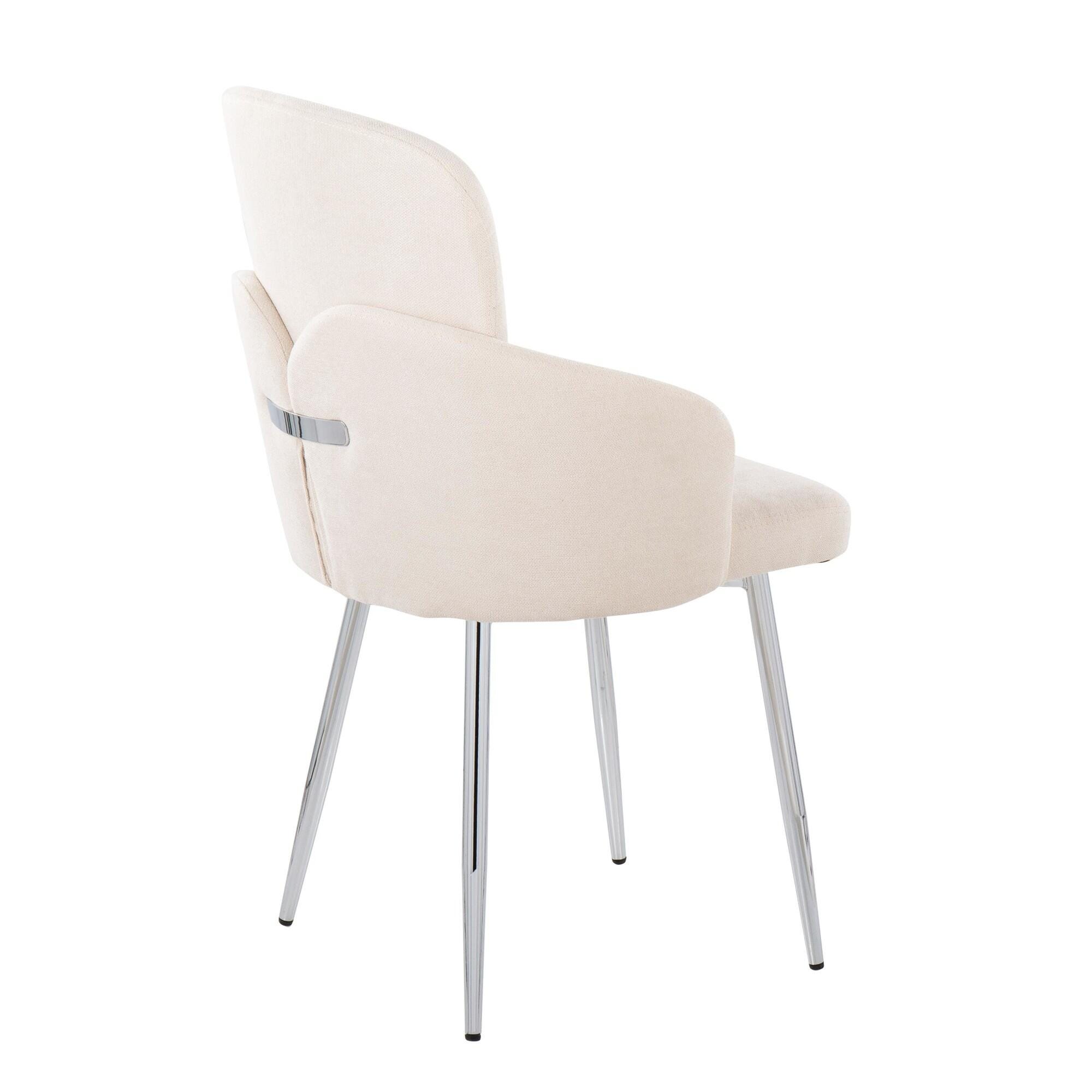 LumiSource Dahlia Dining Chair (Set of 2), Cream/Chrome, large
