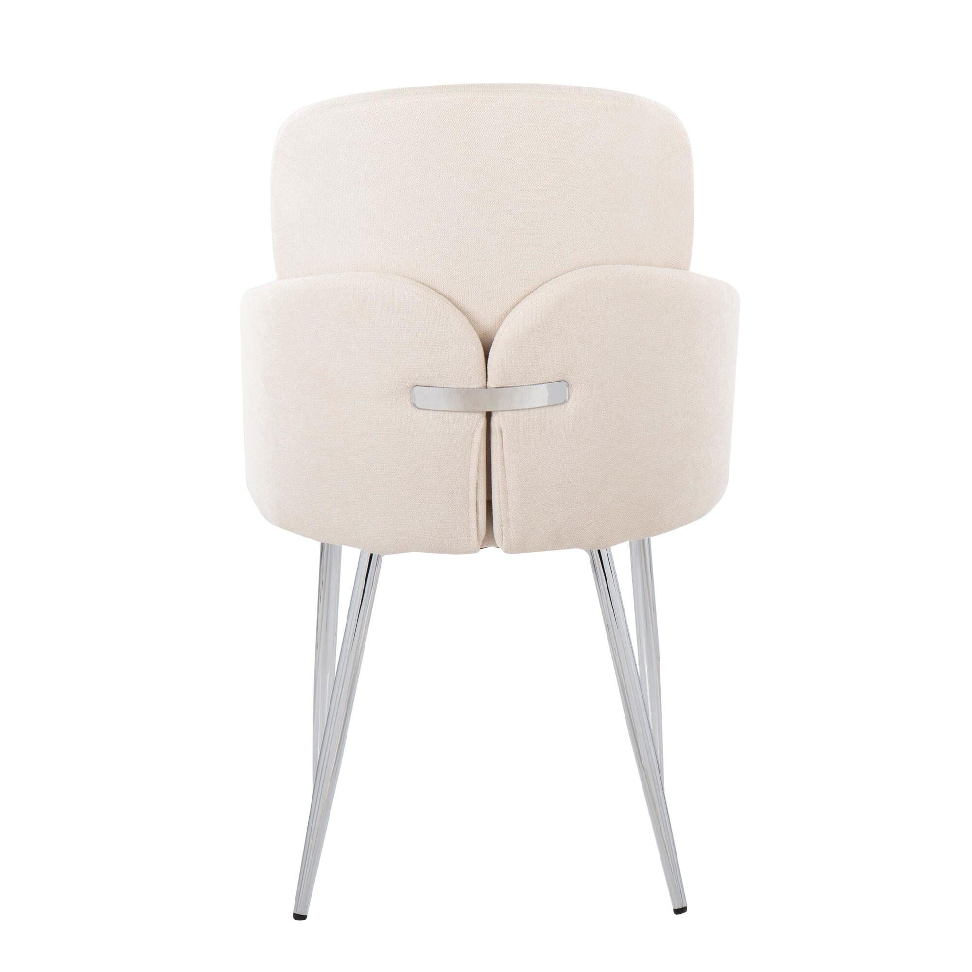 LumiSource Dahlia Dining Chair (Set of 2), Cream/Chrome, large