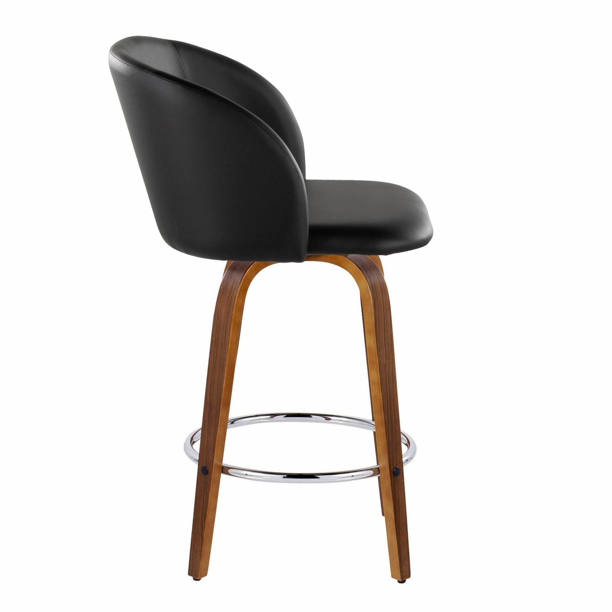 LumiSource Fran Counter Height Bar Stool  (Set of 2), Brown/Black/Chrome, large