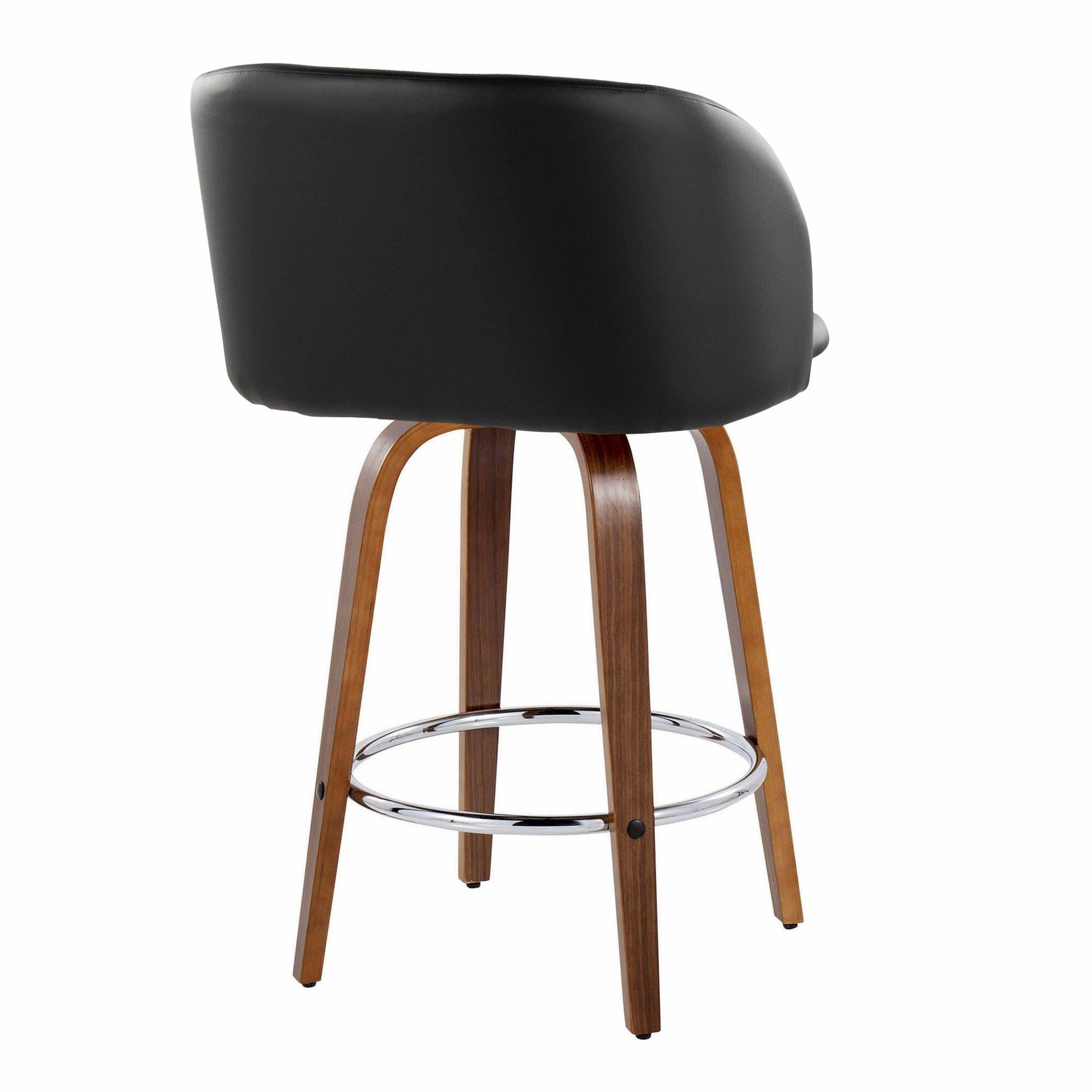 LumiSource Fran Counter Height Bar Stool  (Set of 2), Brown/Black/Chrome, large