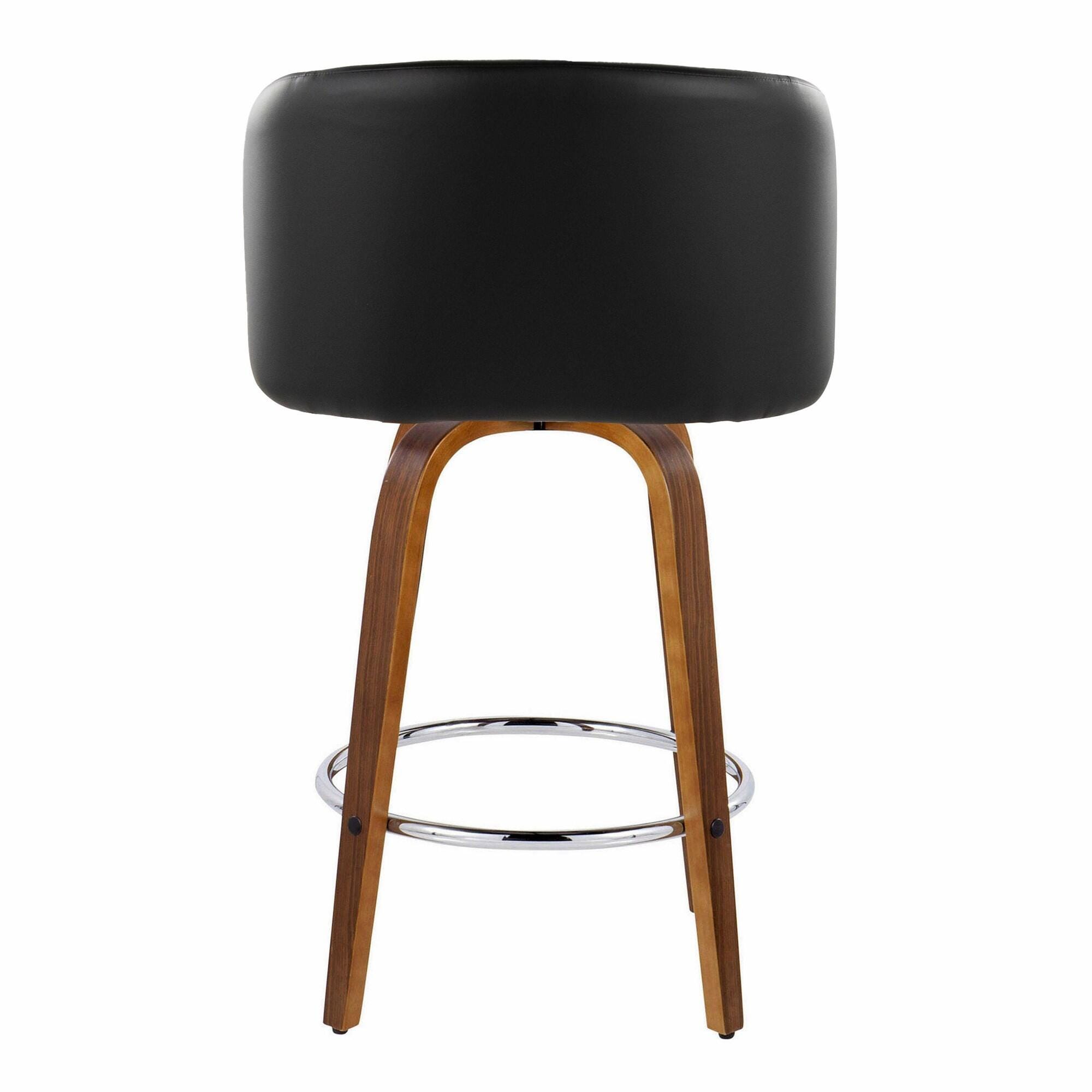 LumiSource Fran Counter Height Bar Stool  (Set of 2), Brown/Black/Chrome, large