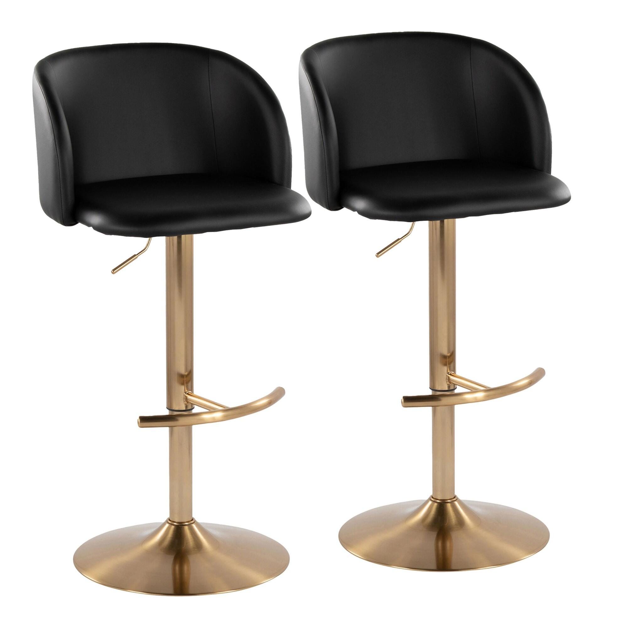 LumiSource Fran Adjustable Bar Stool (Set of 2), Gold/Black, large