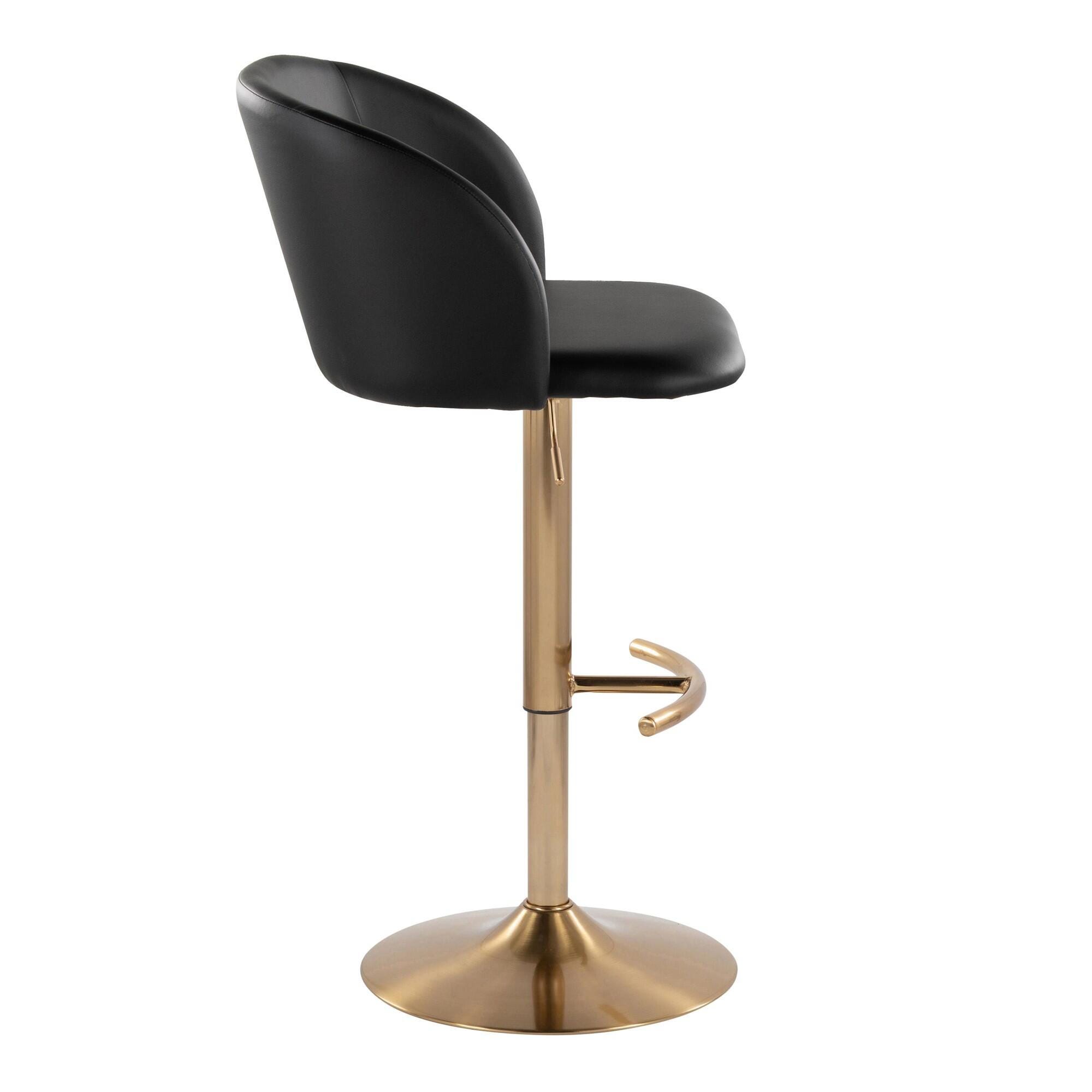 LumiSource Fran Adjustable Bar Stool (Set of 2), Gold/Black, large