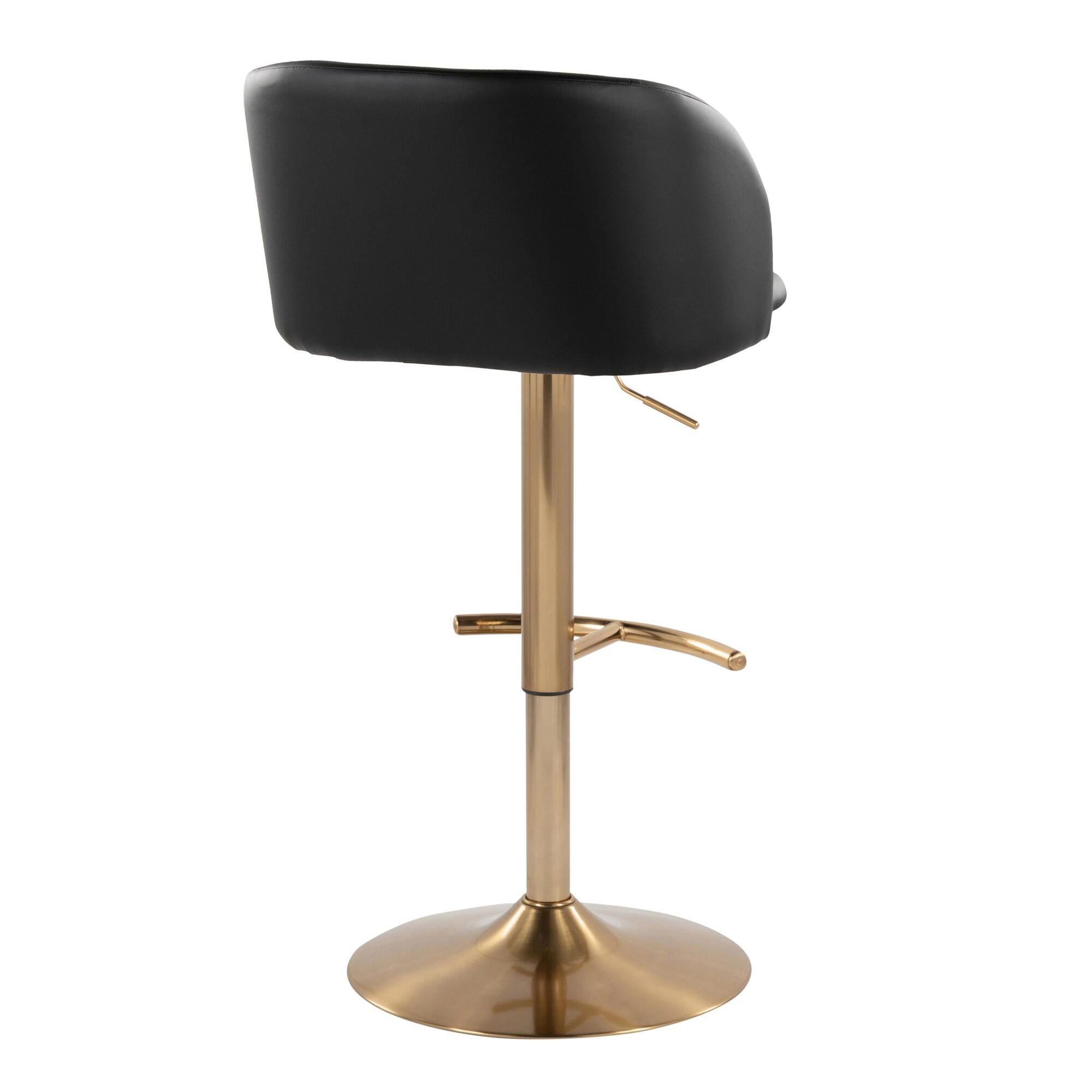LumiSource Fran Adjustable Bar Stool (Set of 2), Gold/Black, large