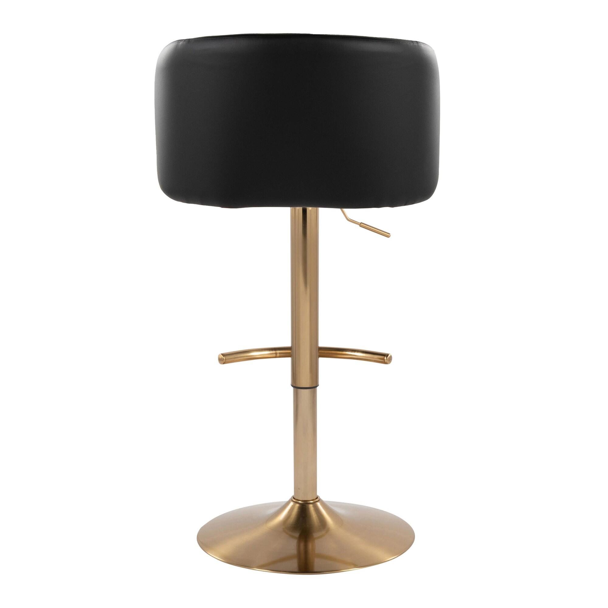 LumiSource Fran Adjustable Bar Stool (Set of 2), Gold/Black, large