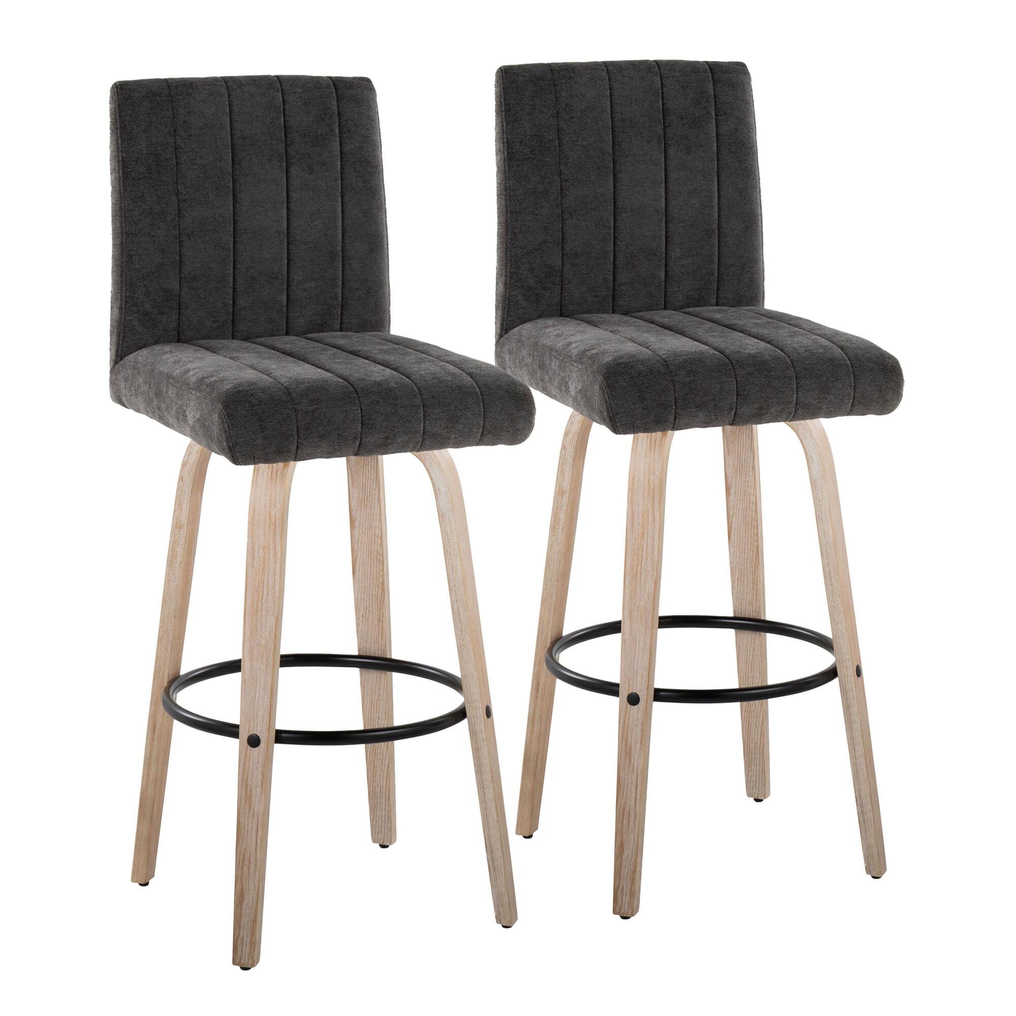 LumiSource Hank Bar Height Bar Stool (Set of 2), White/Black, large
