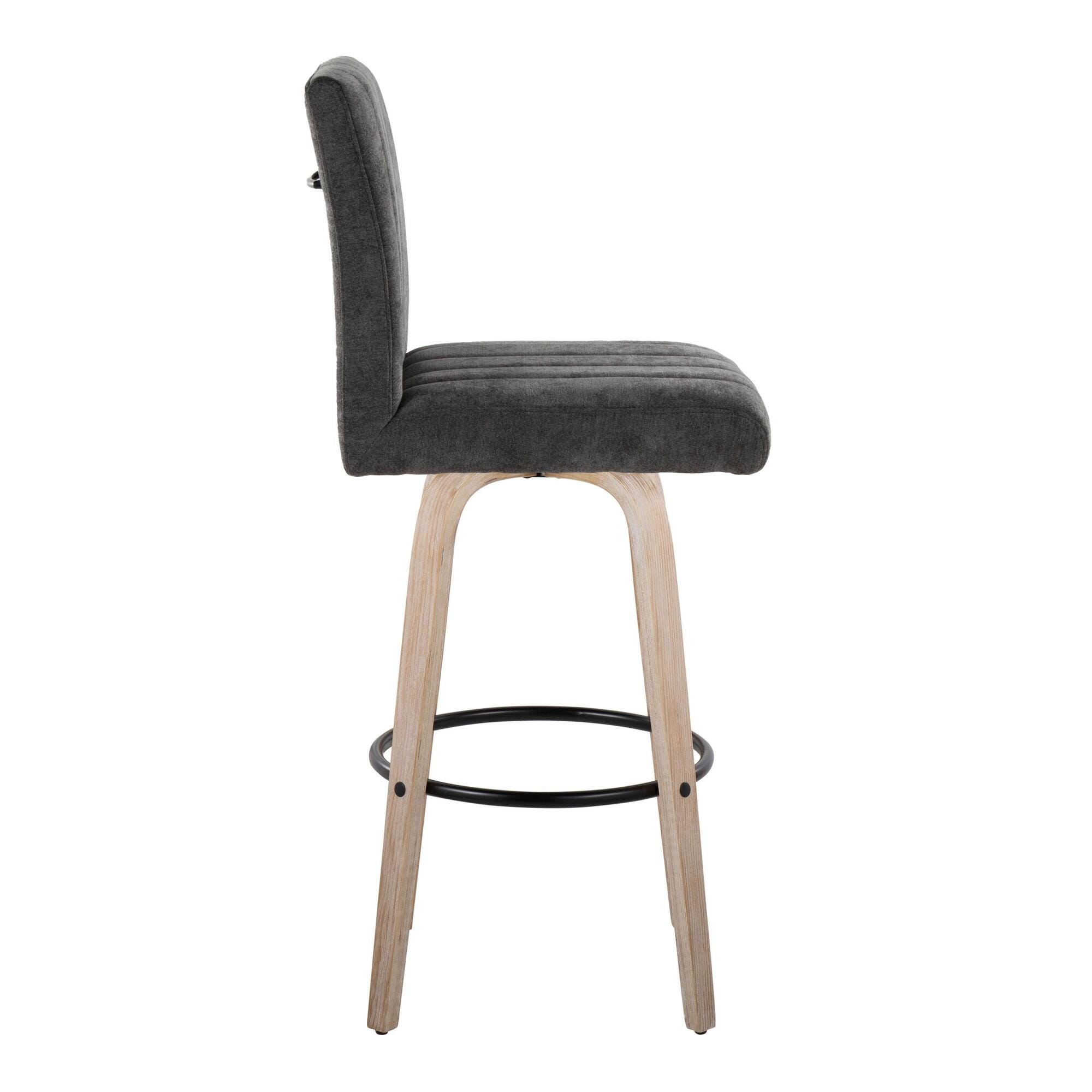 LumiSource Hank Bar Height Bar Stool (Set of 2), White/Black, large