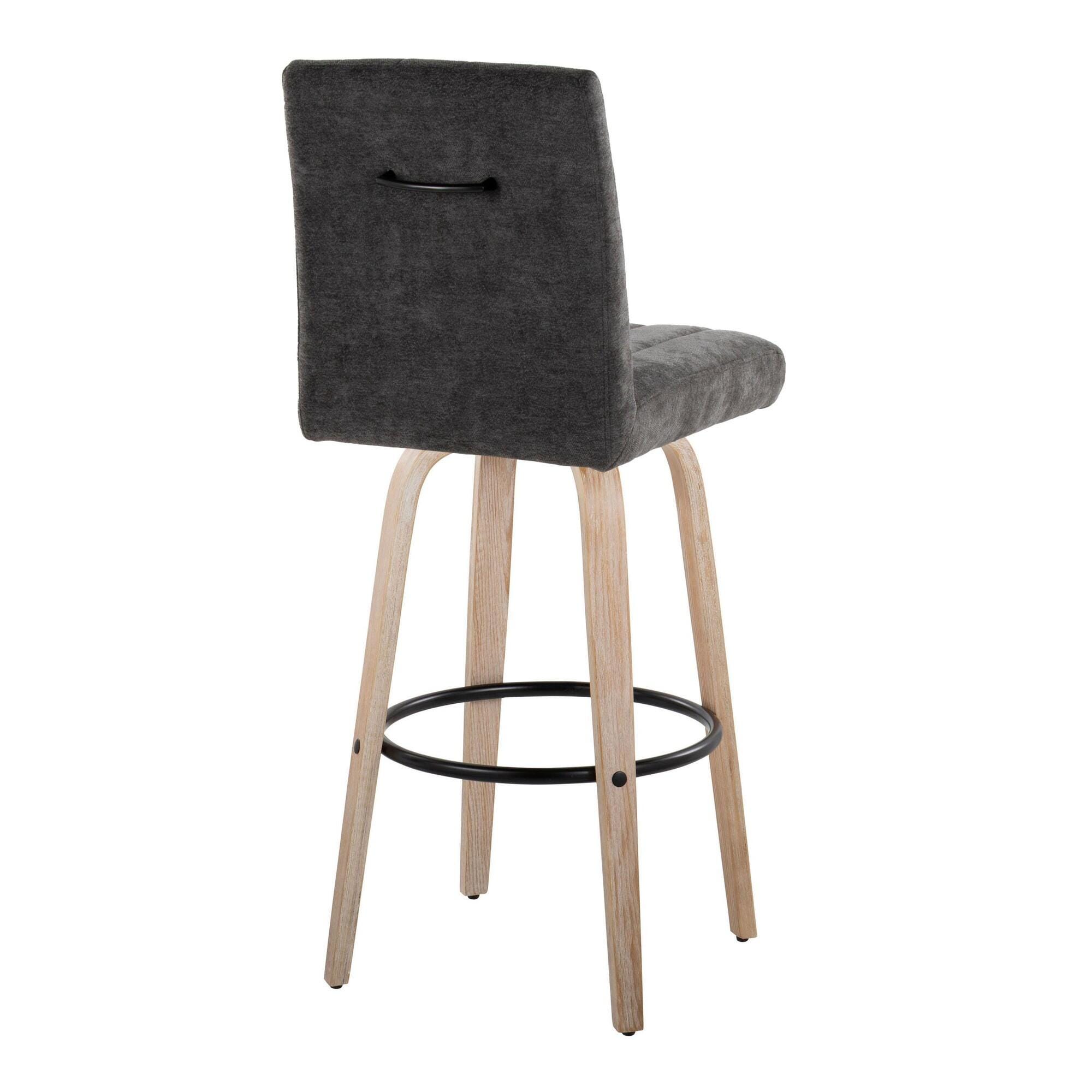 LumiSource Hank Bar Height Bar Stool (Set of 2), White/Black, large