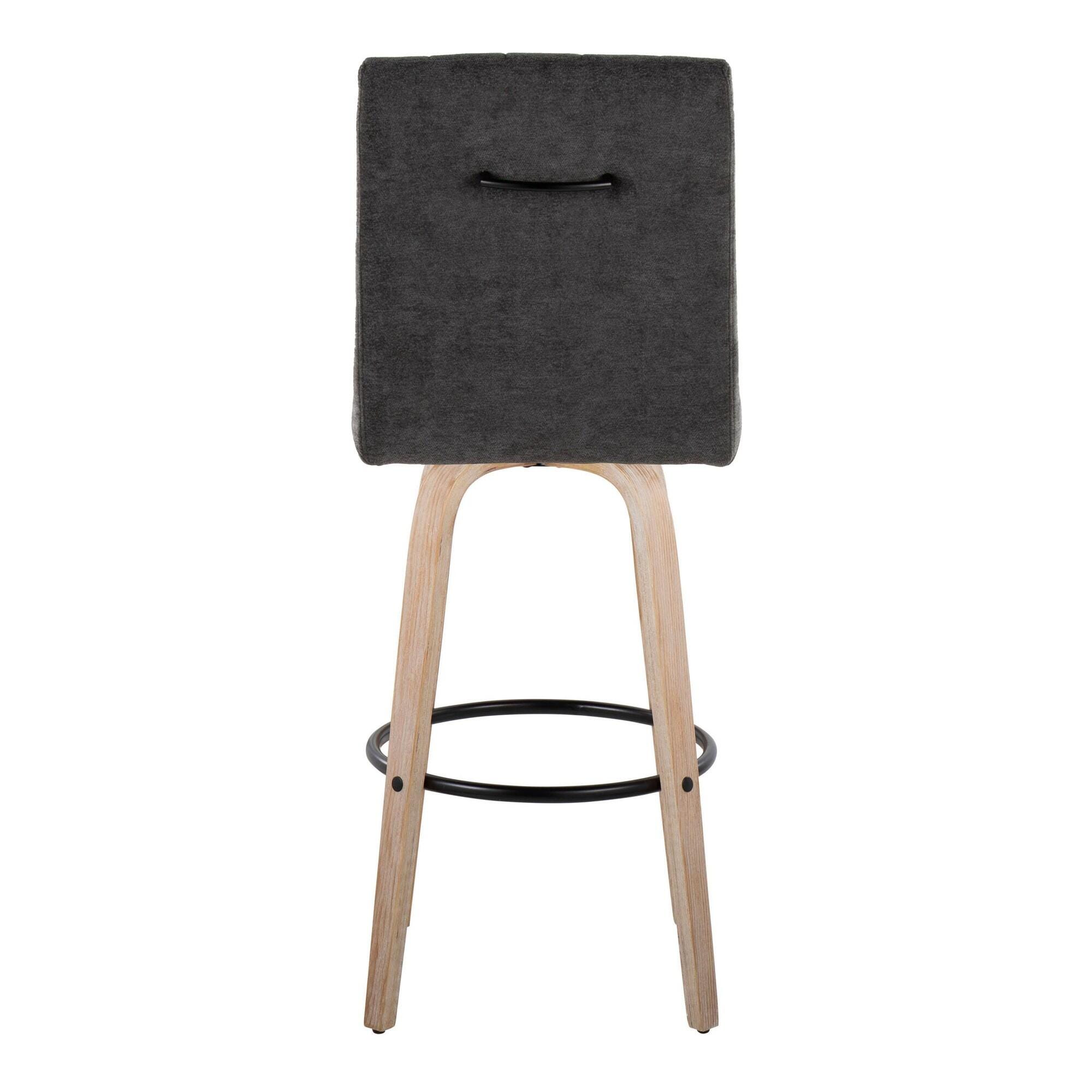 LumiSource Hank Bar Height Bar Stool (Set of 2), White/Black, large