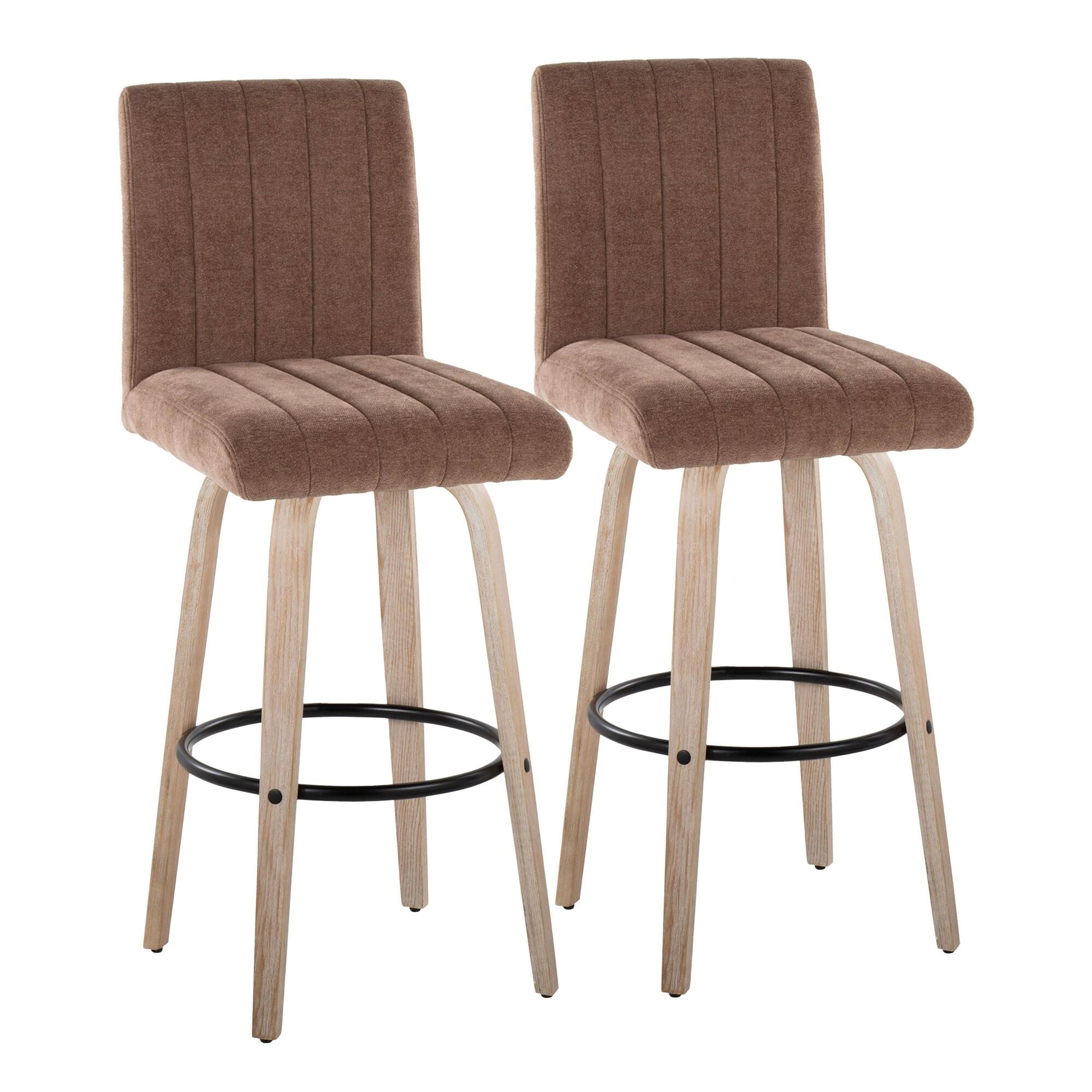 LumiSource Hank Bar Height Bar Stool (Set of 2), White/Brown/Black, large