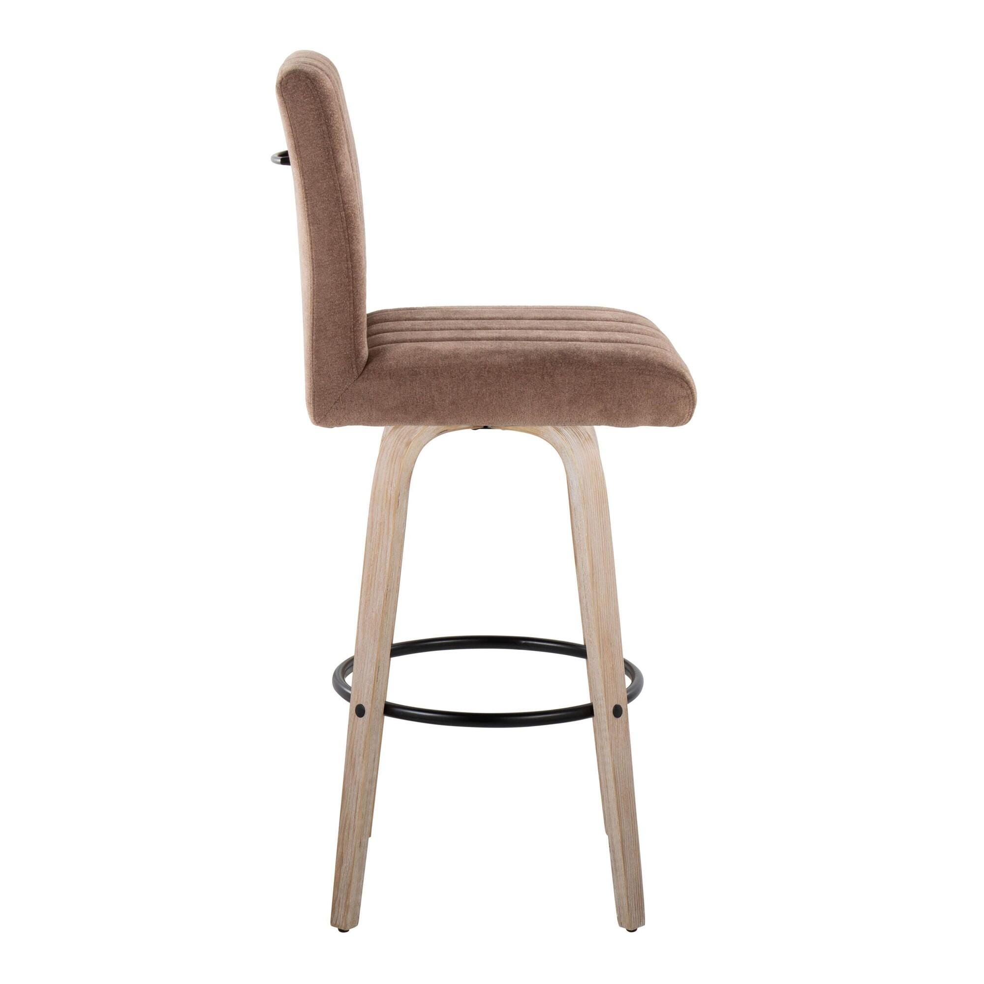 LumiSource Hank Bar Height Bar Stool (Set of 2), White/Brown/Black, large