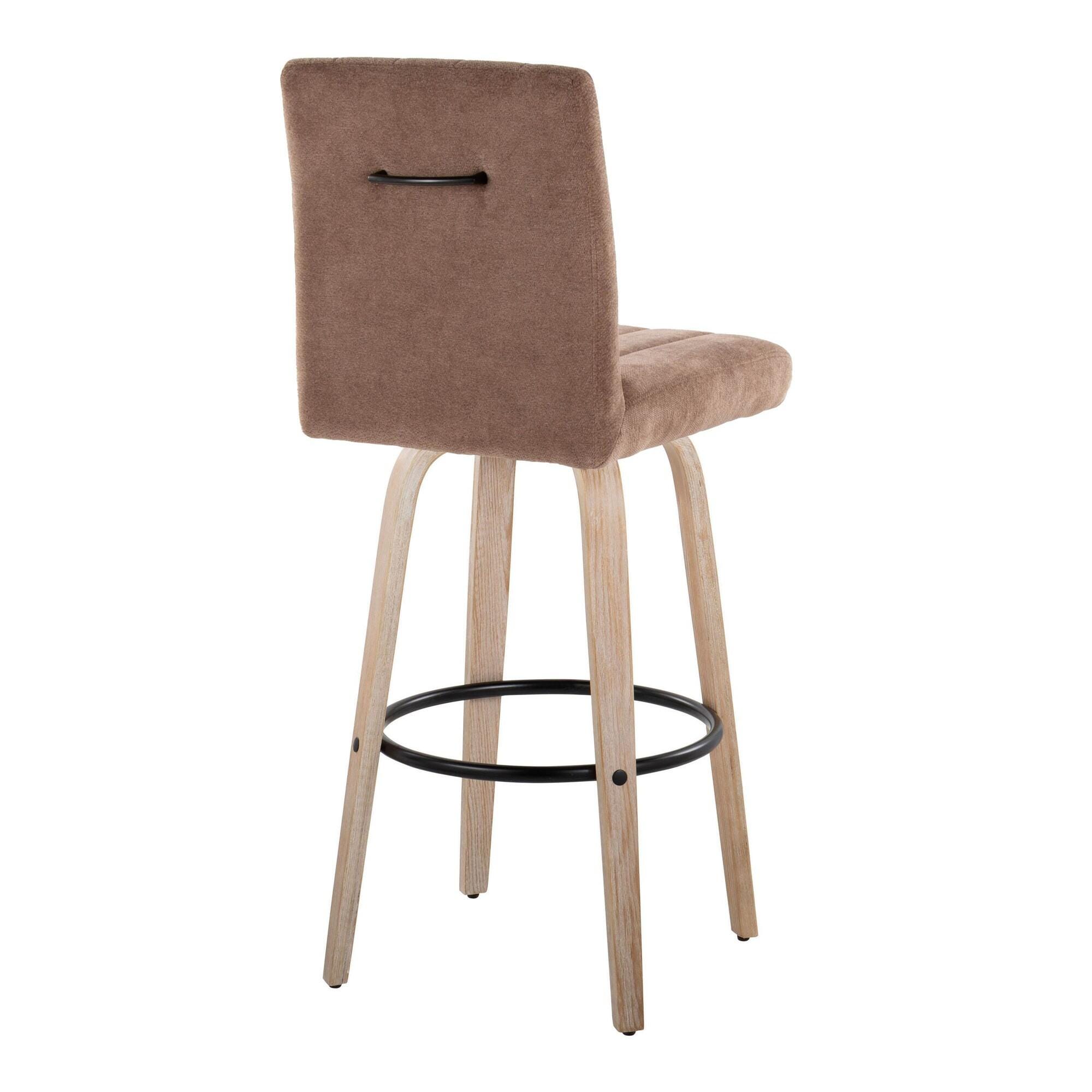 LumiSource Hank Bar Height Bar Stool (Set of 2), White/Brown/Black, large