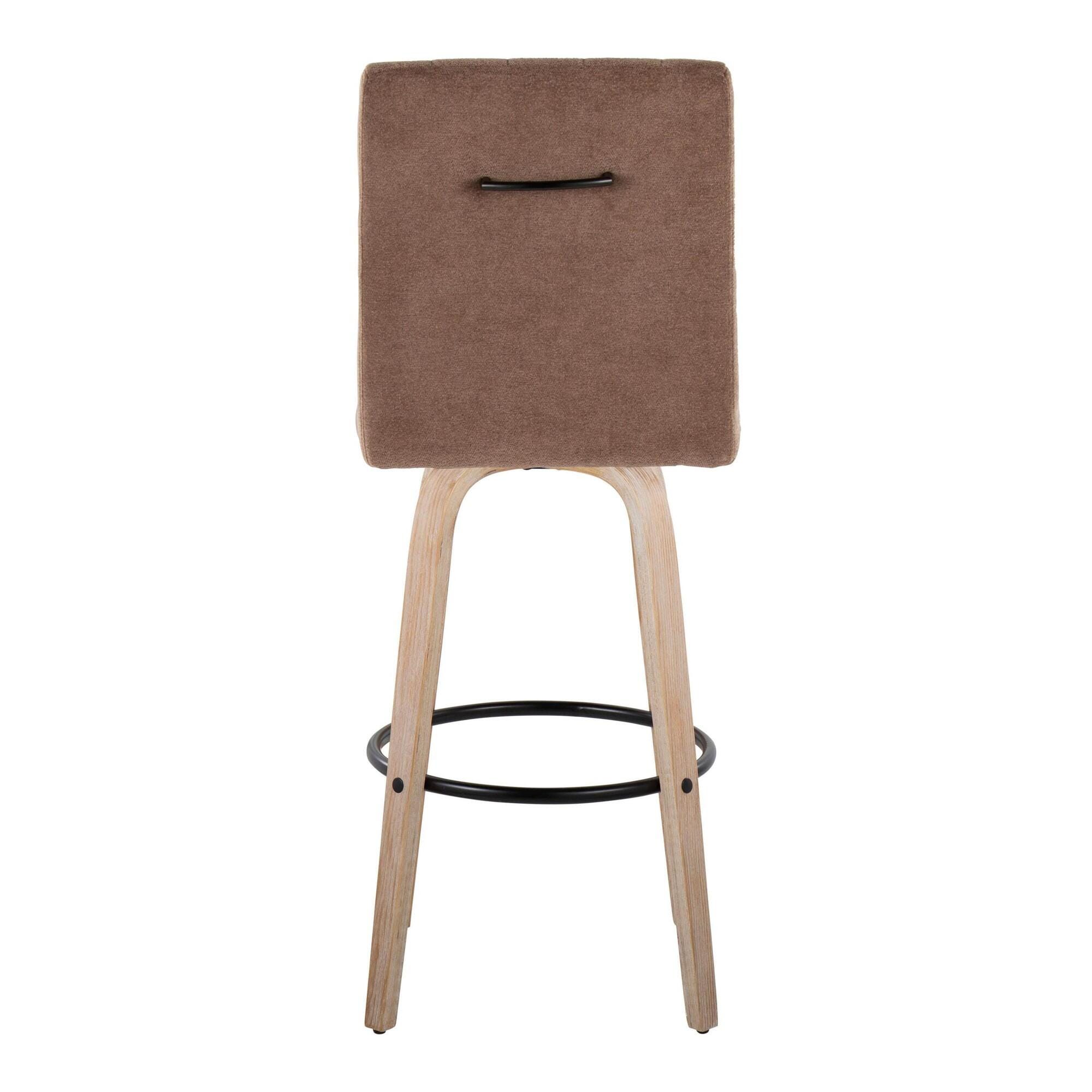 LumiSource Hank Bar Height Bar Stool (Set of 2), White/Brown/Black, large