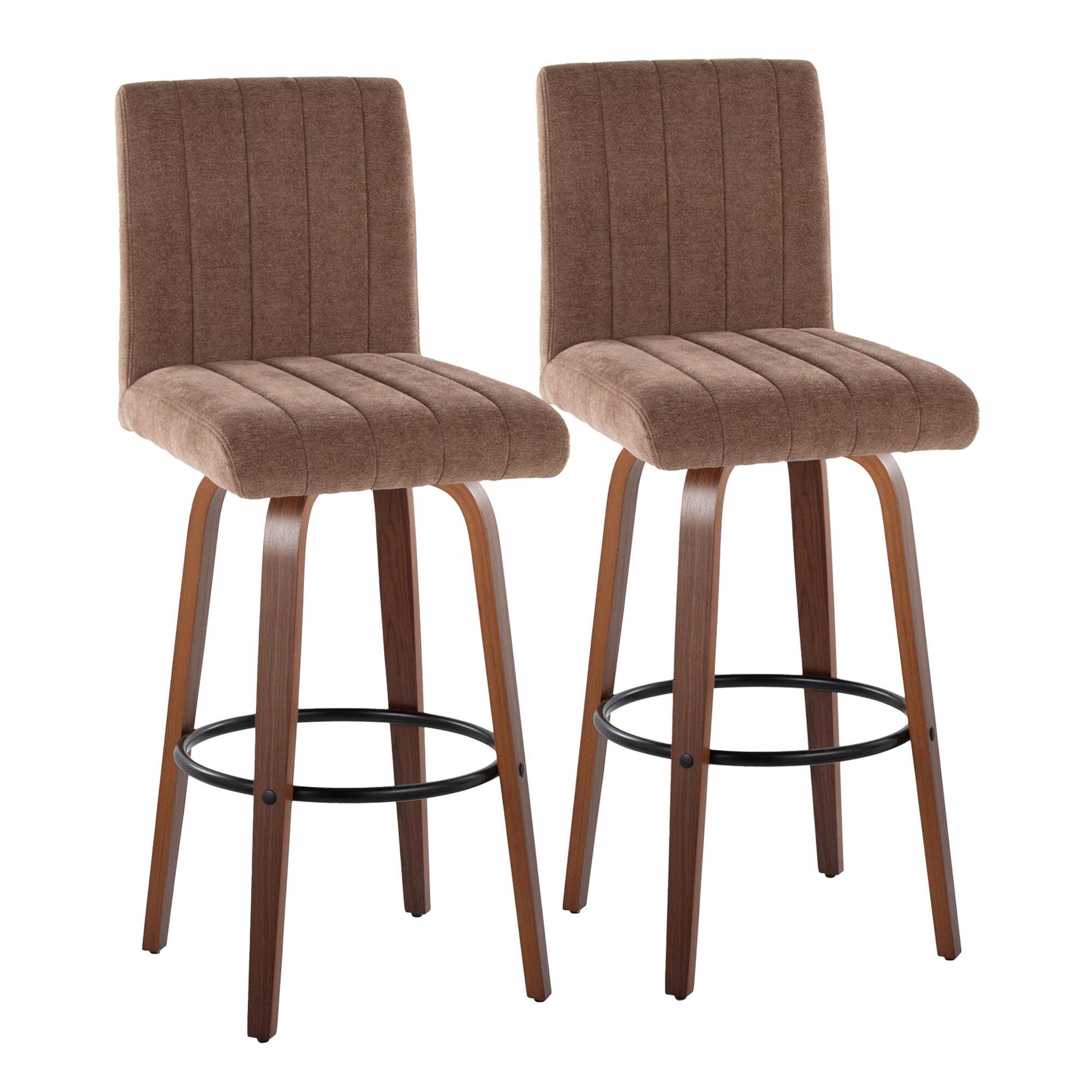 LumiSource Hank Bar Height Bar Stool (Set of 2), Brown/Black, large