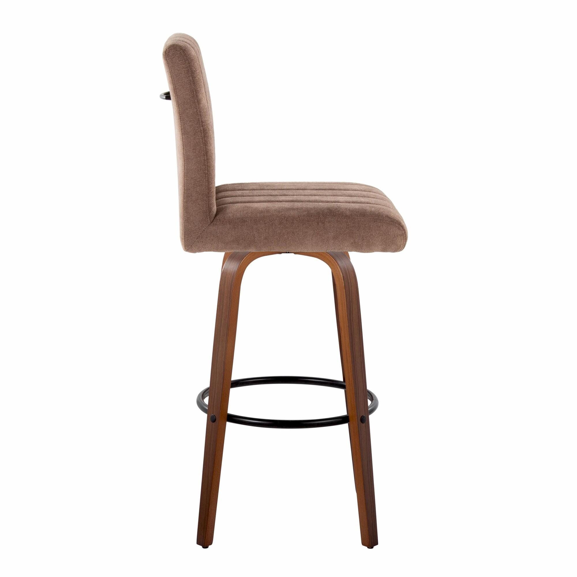 LumiSource Hank Bar Height Bar Stool (Set of 2), Brown/Black, large