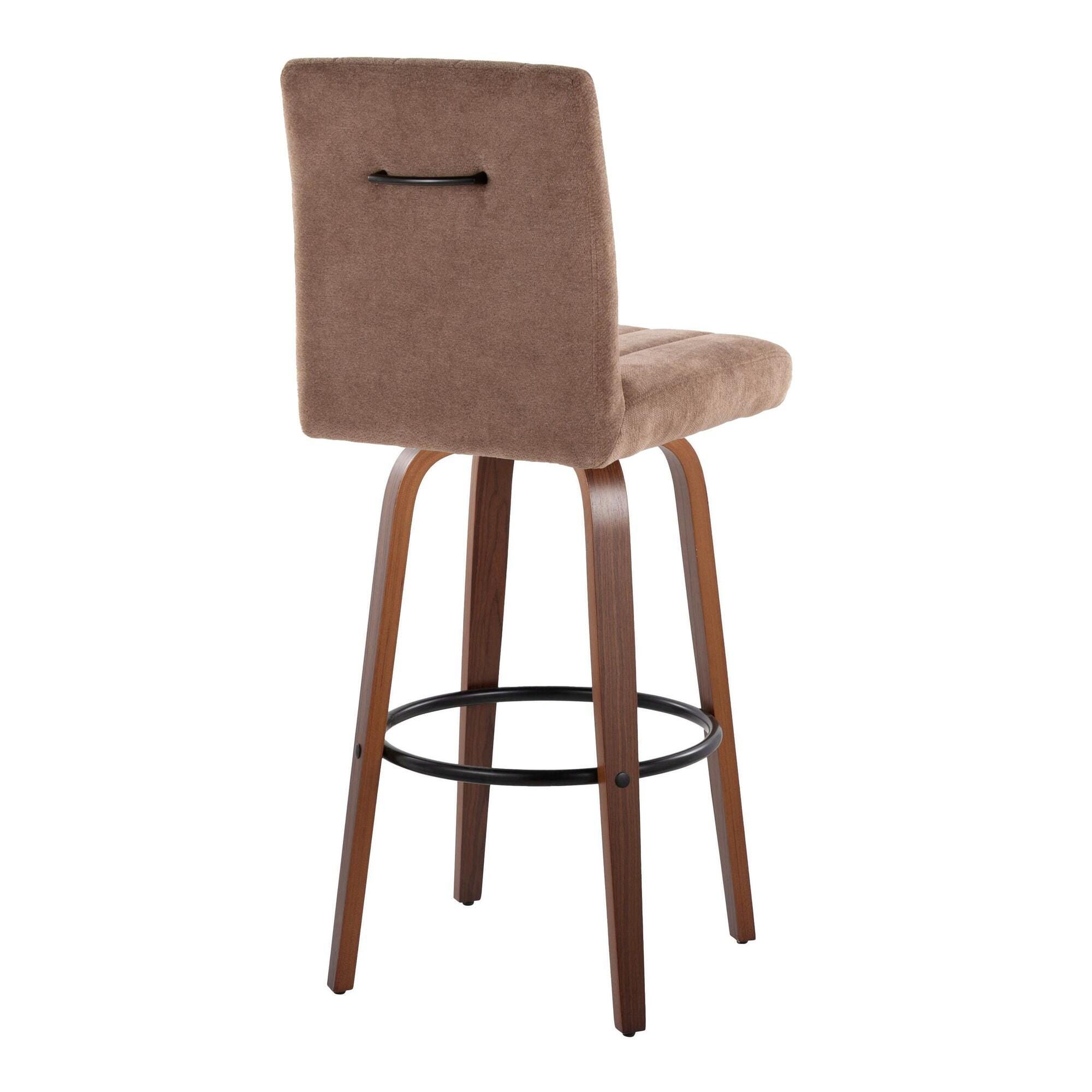 LumiSource Hank Bar Height Bar Stool (Set of 2), Brown/Black, large