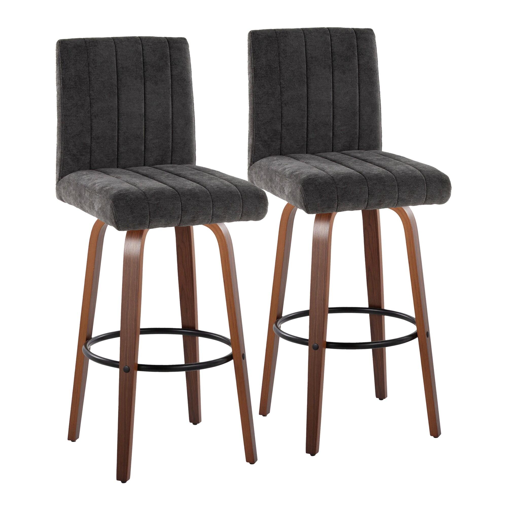 LumiSource Hank Bar Height Bar Stool (Set of 2), Brown/Dark Gray/Black, large