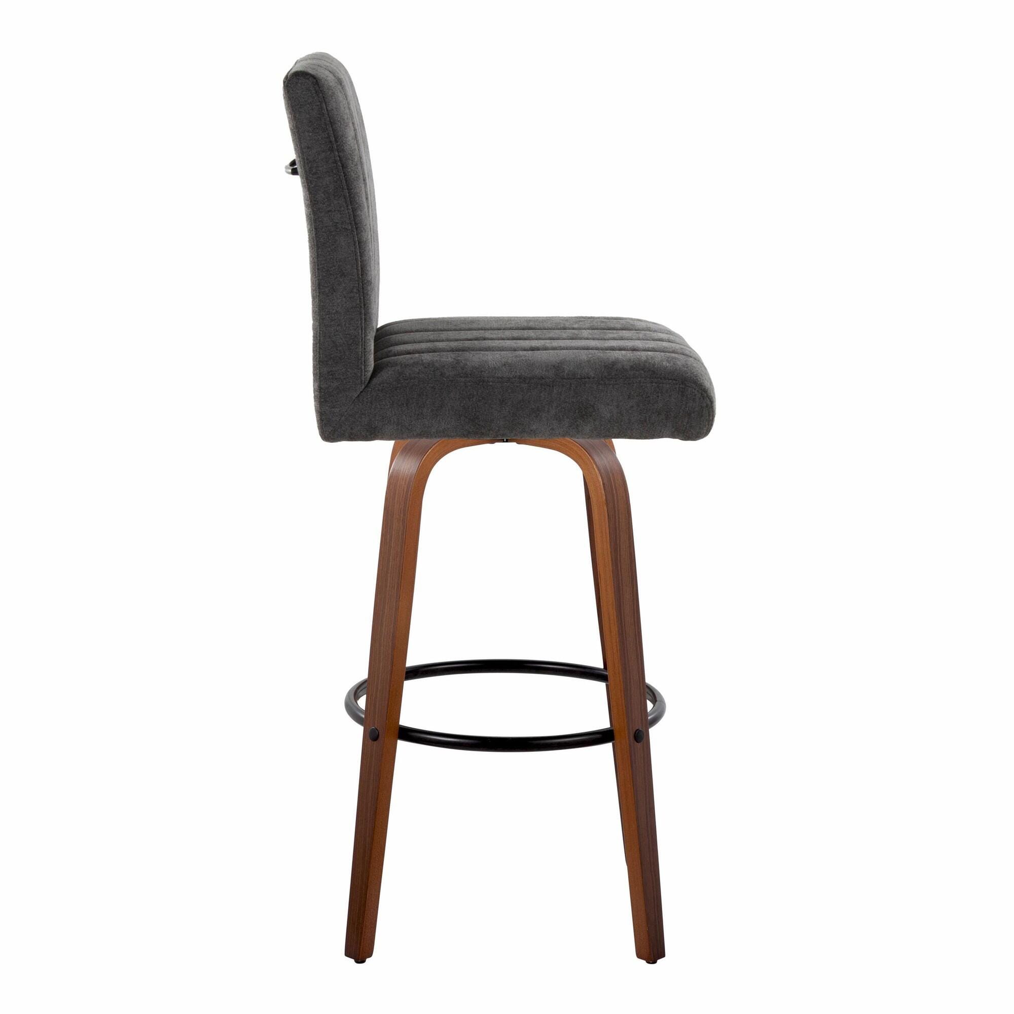 LumiSource Hank Bar Height Bar Stool (Set of 2), Brown/Dark Gray/Black, large