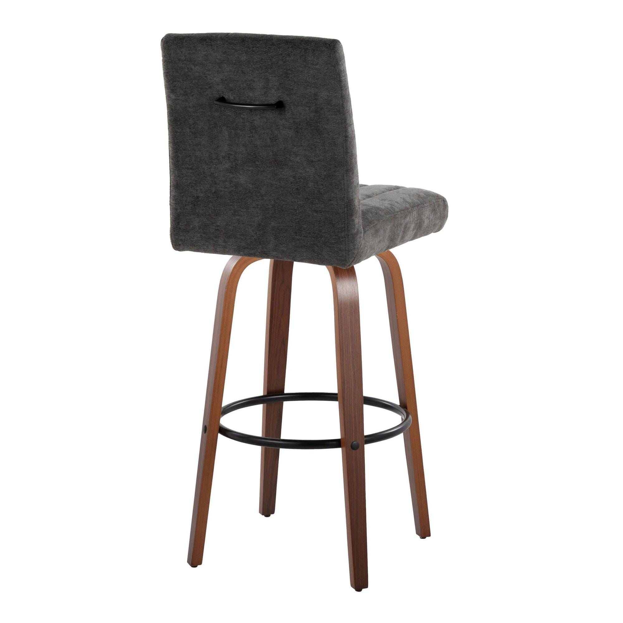 LumiSource Hank Bar Height Bar Stool (Set of 2), Brown/Dark Gray/Black, large