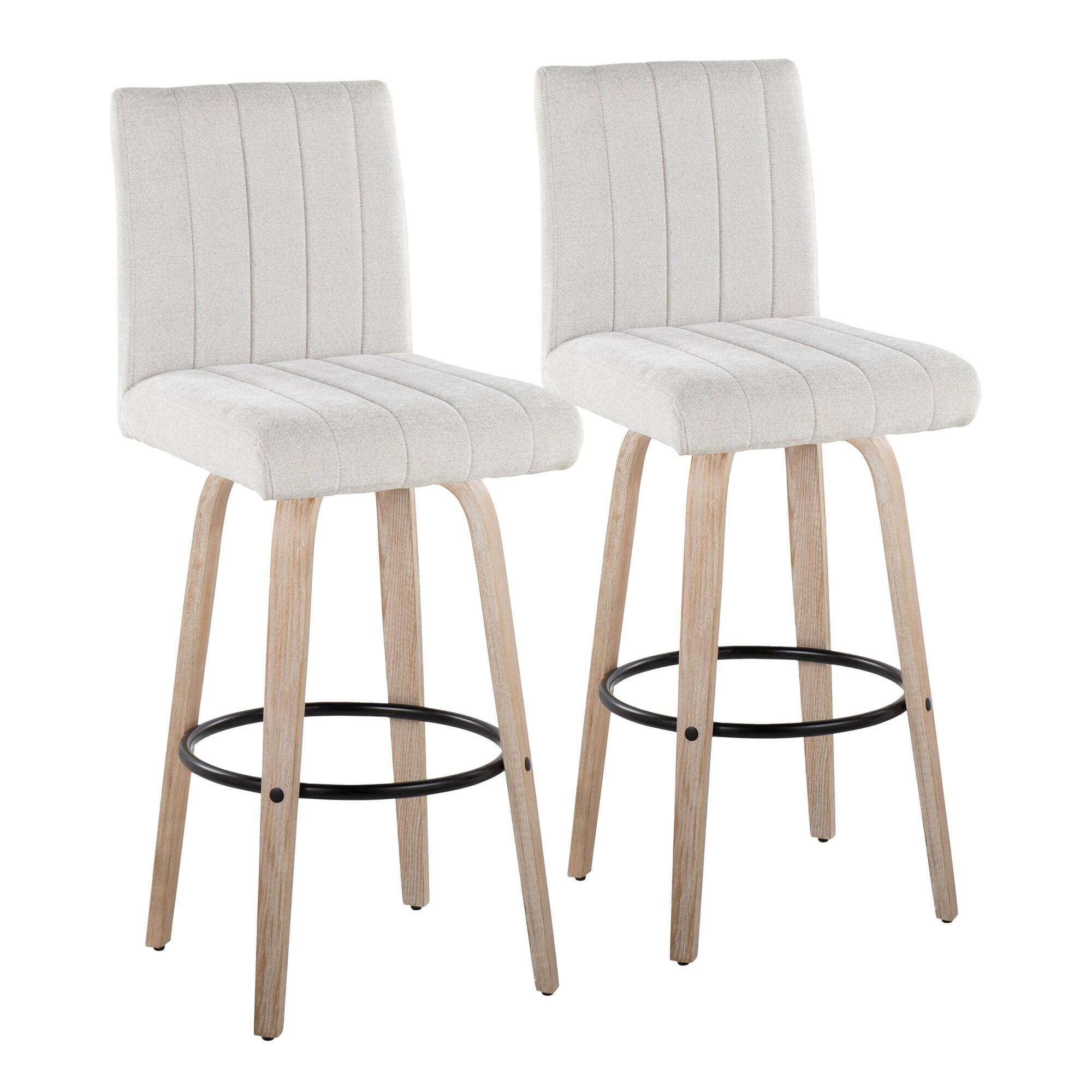 LumiSource Hank Bar Height Bar Stool (Set of 2), White/Light Gray/Black, large