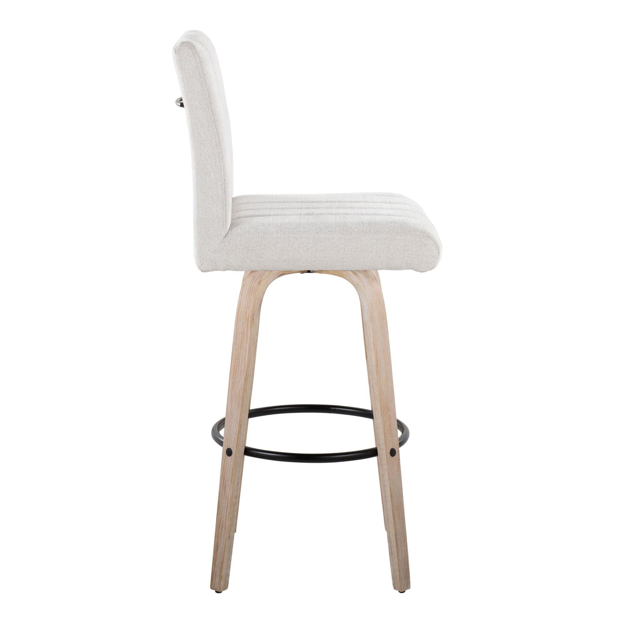 LumiSource Hank Bar Height Bar Stool (Set of 2), White/Light Gray/Black, large