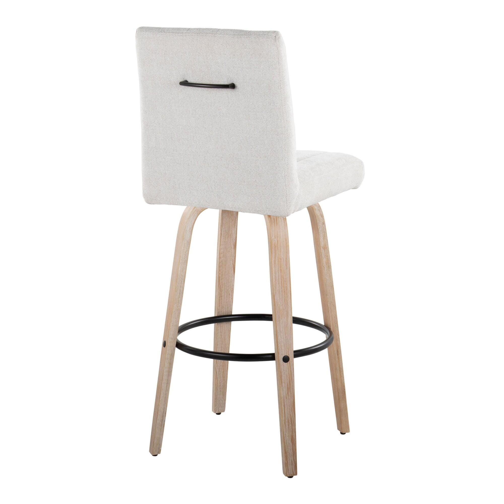 LumiSource Hank Bar Height Bar Stool (Set of 2), White/Light Gray/Black, large