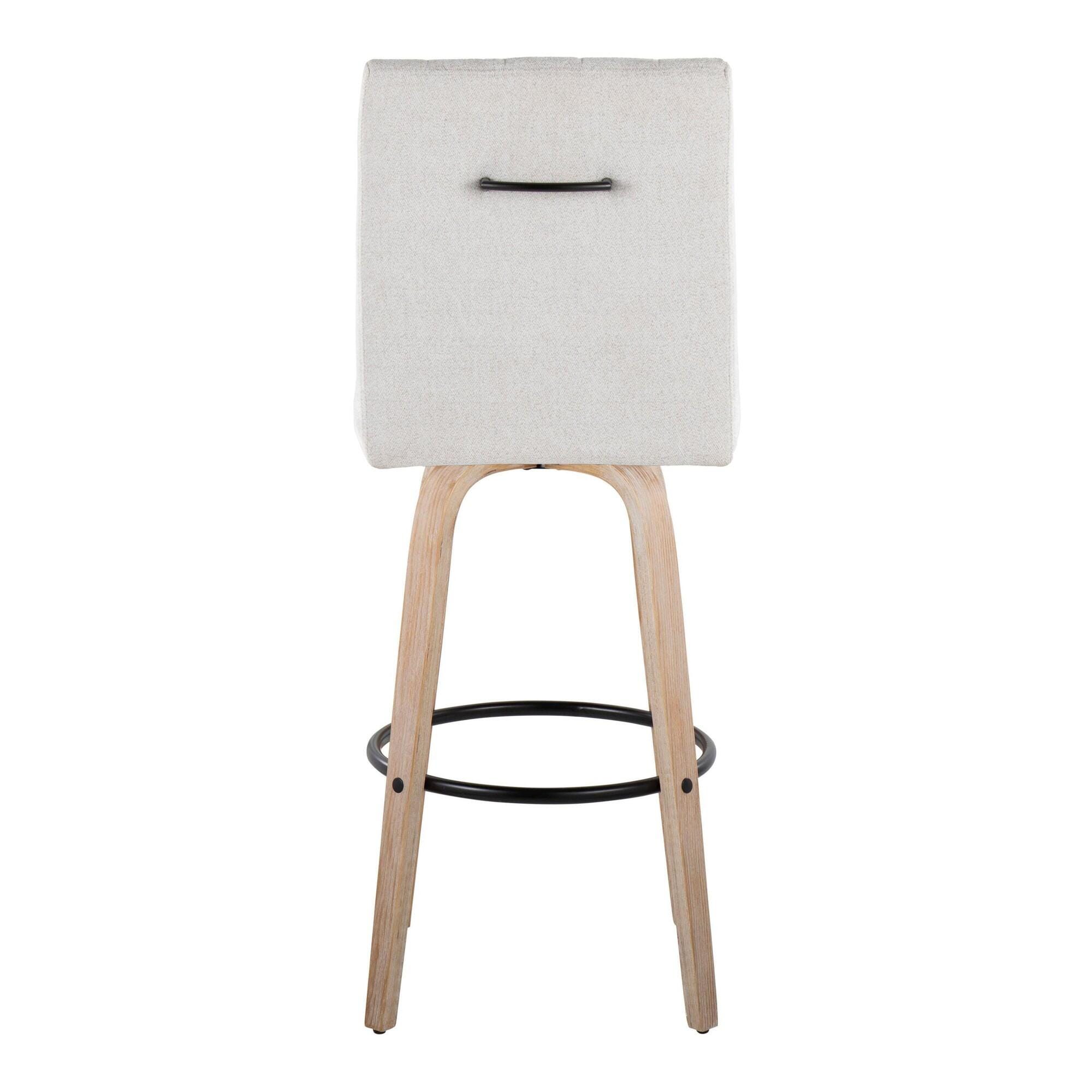 LumiSource Hank Bar Height Bar Stool (Set of 2), White/Light Gray/Black, large
