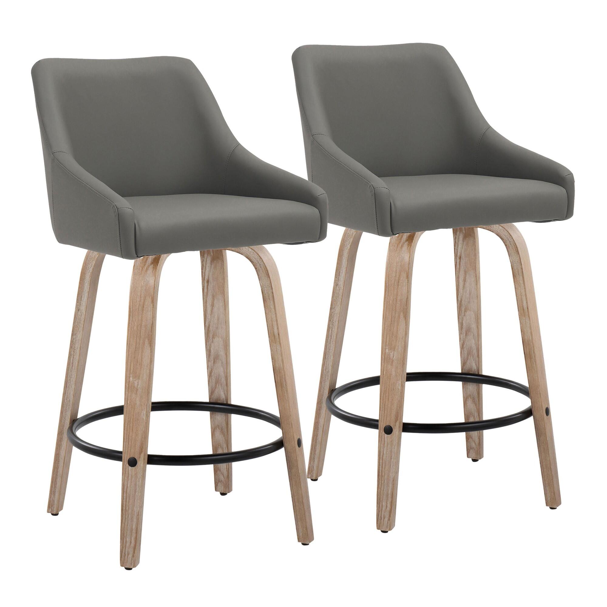 LumiSource Hannah Counter Height Bar Stool  (Set of 2), White/Dark Gray/Black, large