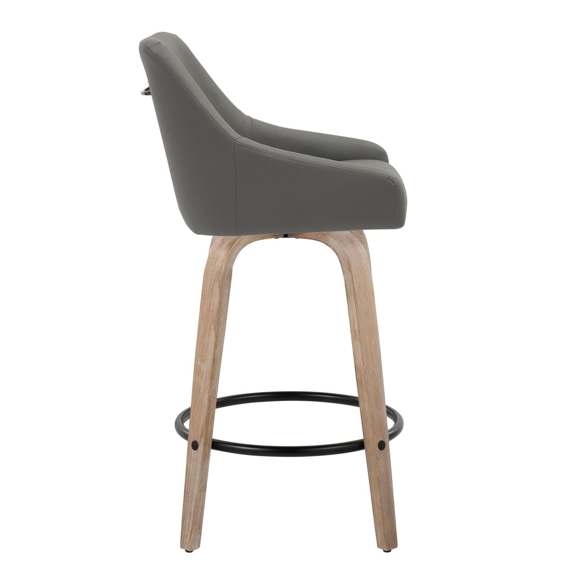 LumiSource Hannah Counter Height Bar Stool  (Set of 2), White/Dark Gray/Black, large