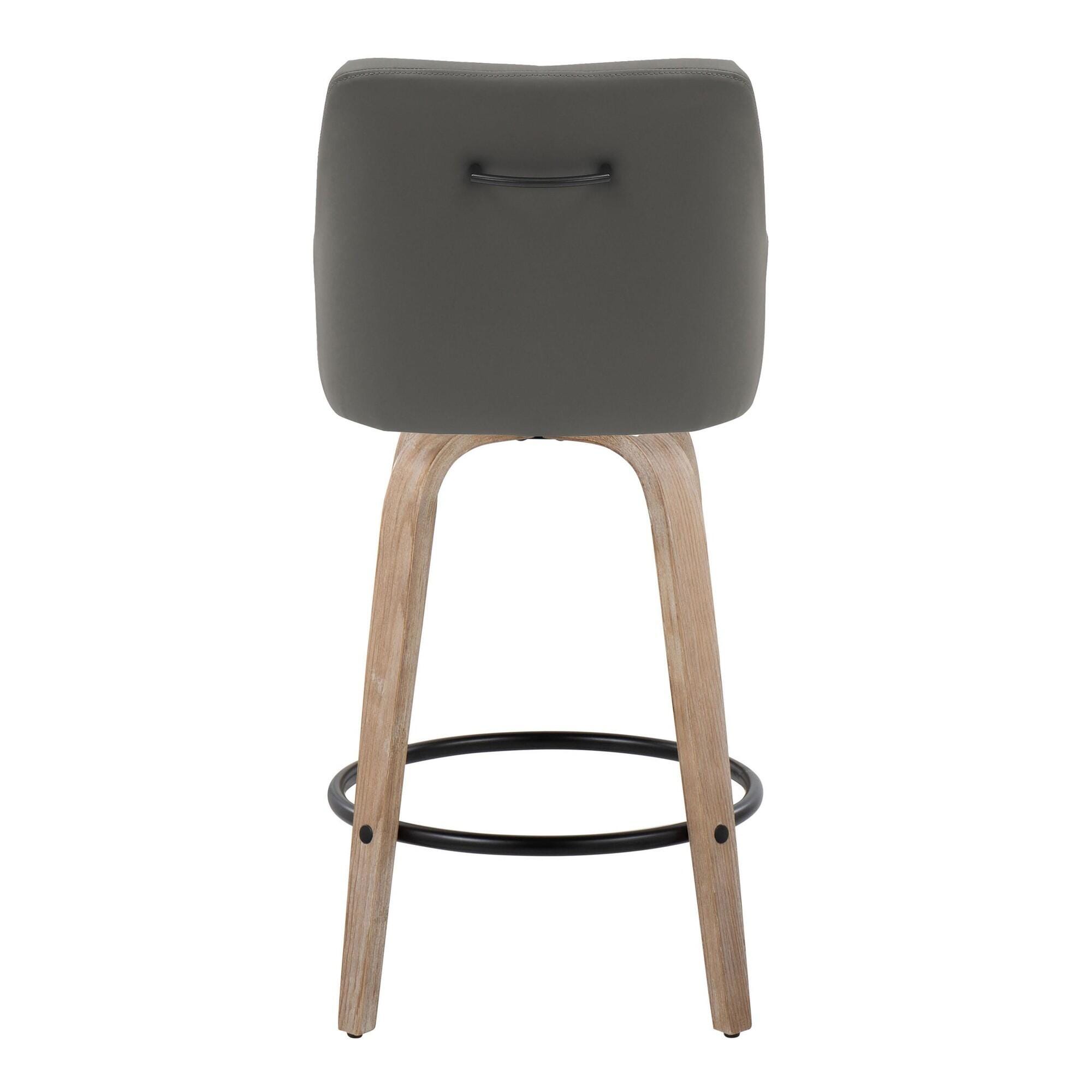 LumiSource Hannah Counter Height Bar Stool  (Set of 2), White/Dark Gray/Black, large