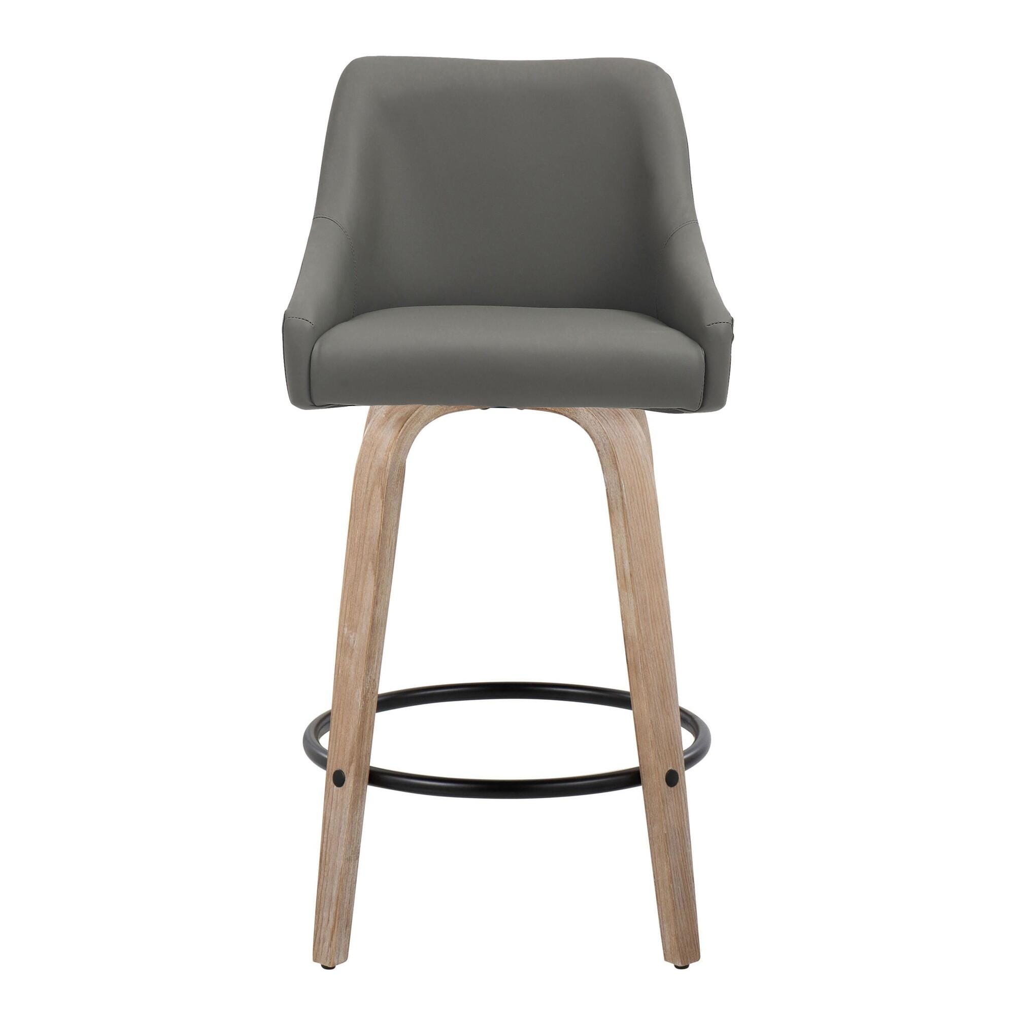 LumiSource Hannah Counter Height Bar Stool  (Set of 2), White/Dark Gray/Black, large