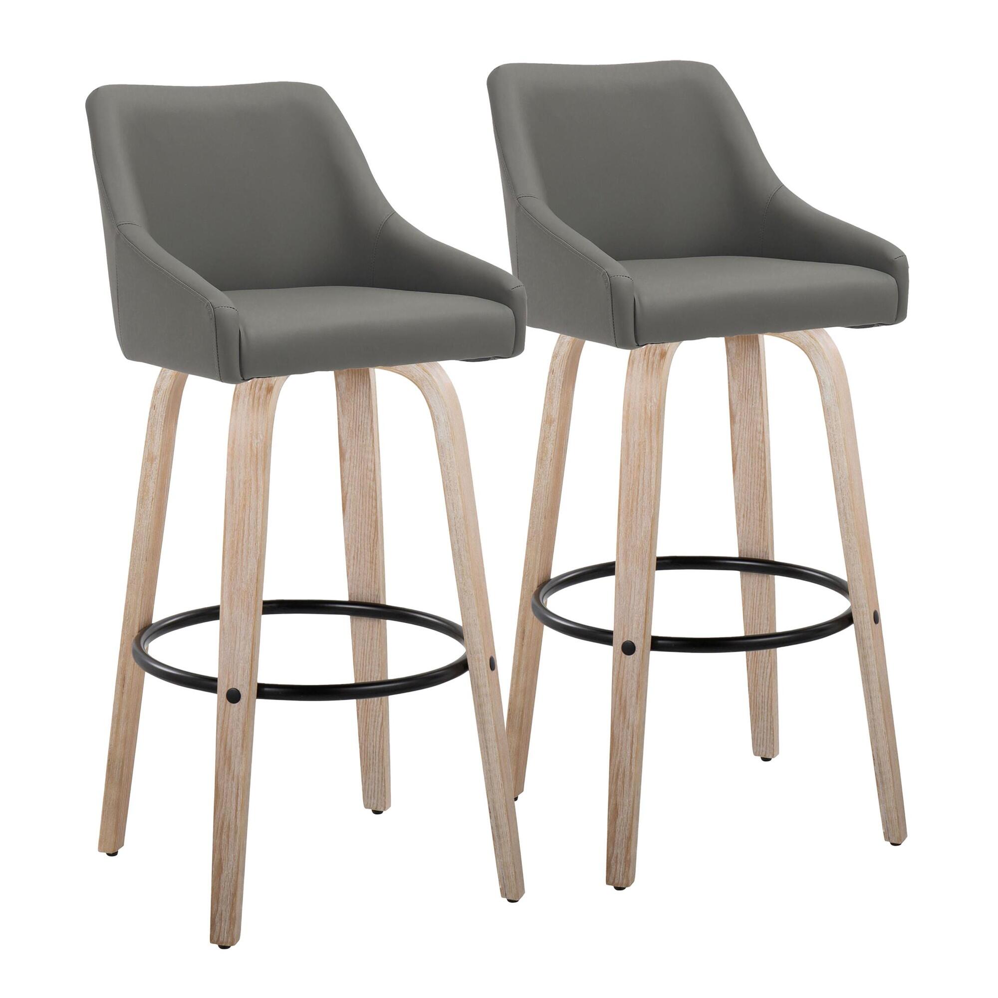 LumiSource Hannah Bar Height Bar Stool (Set of 2), White/Dark Gray/Black, large