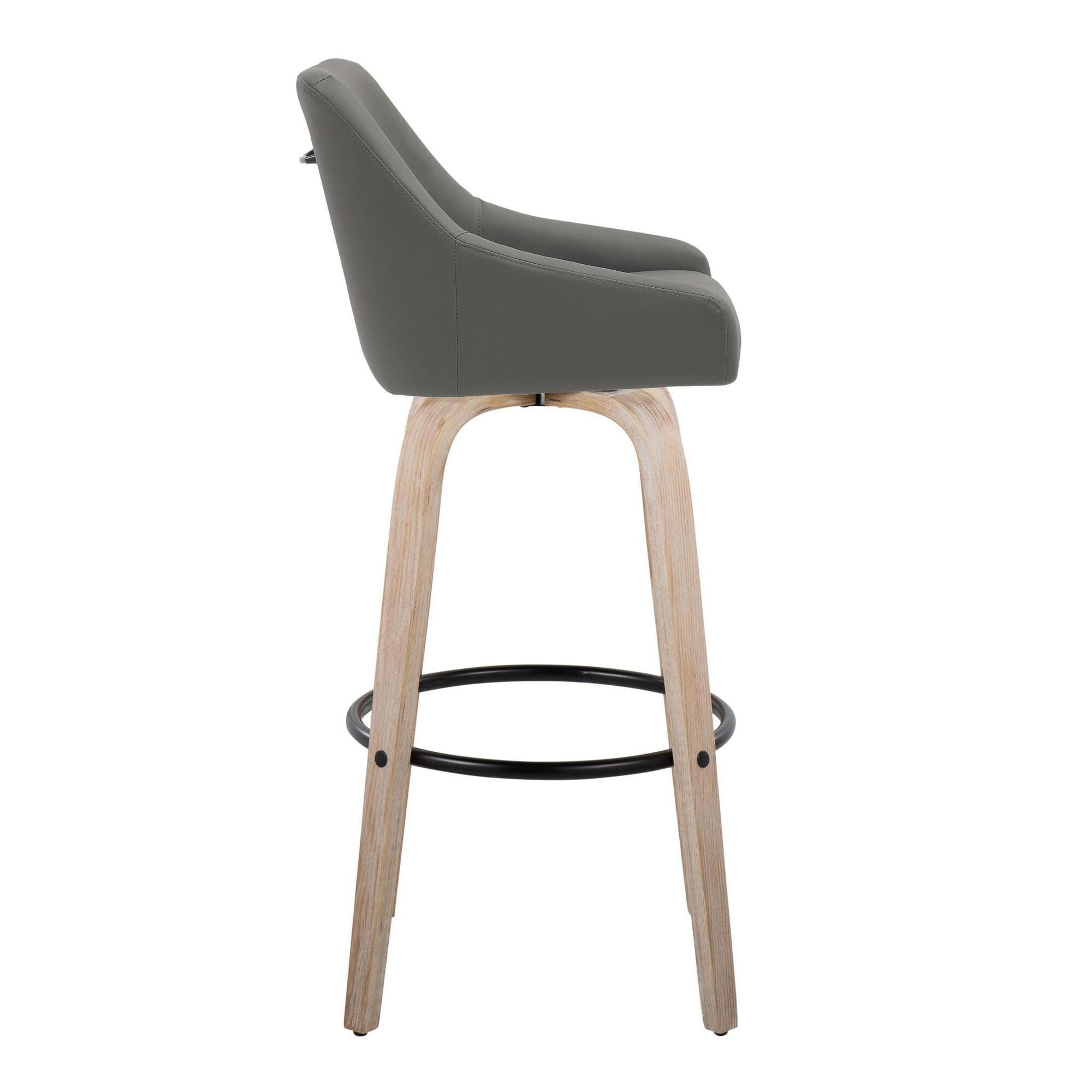 LumiSource Hannah Bar Height Bar Stool (Set of 2), White/Dark Gray/Black, large