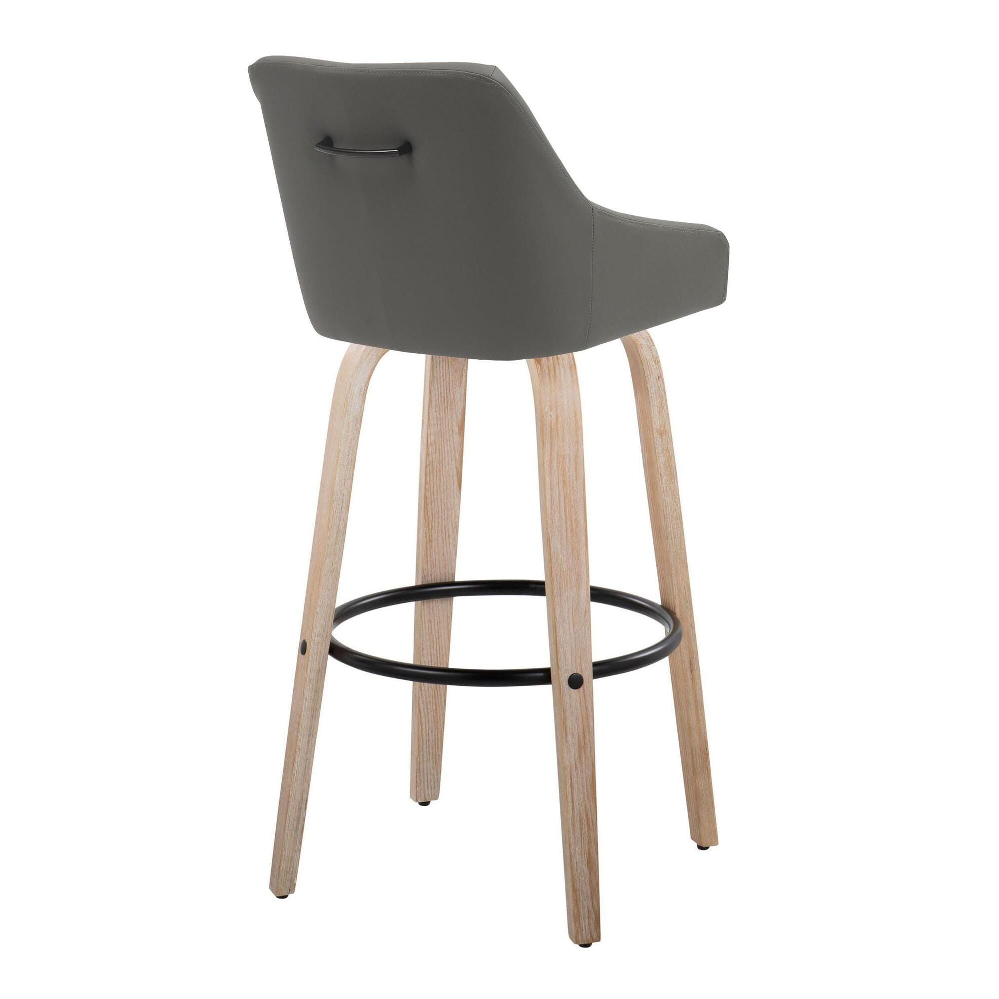 LumiSource Hannah Bar Height Bar Stool (Set of 2), White/Dark Gray/Black, large