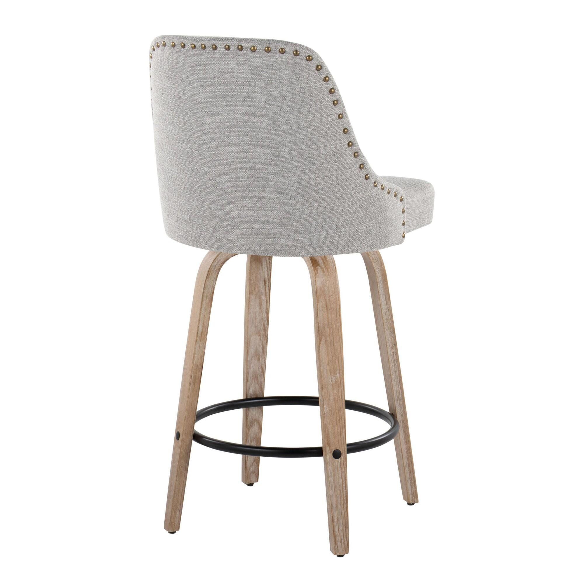 LumiSource Marcel Counter Height Bar Stool  (Set of 2), White/Light Gray/Black, large