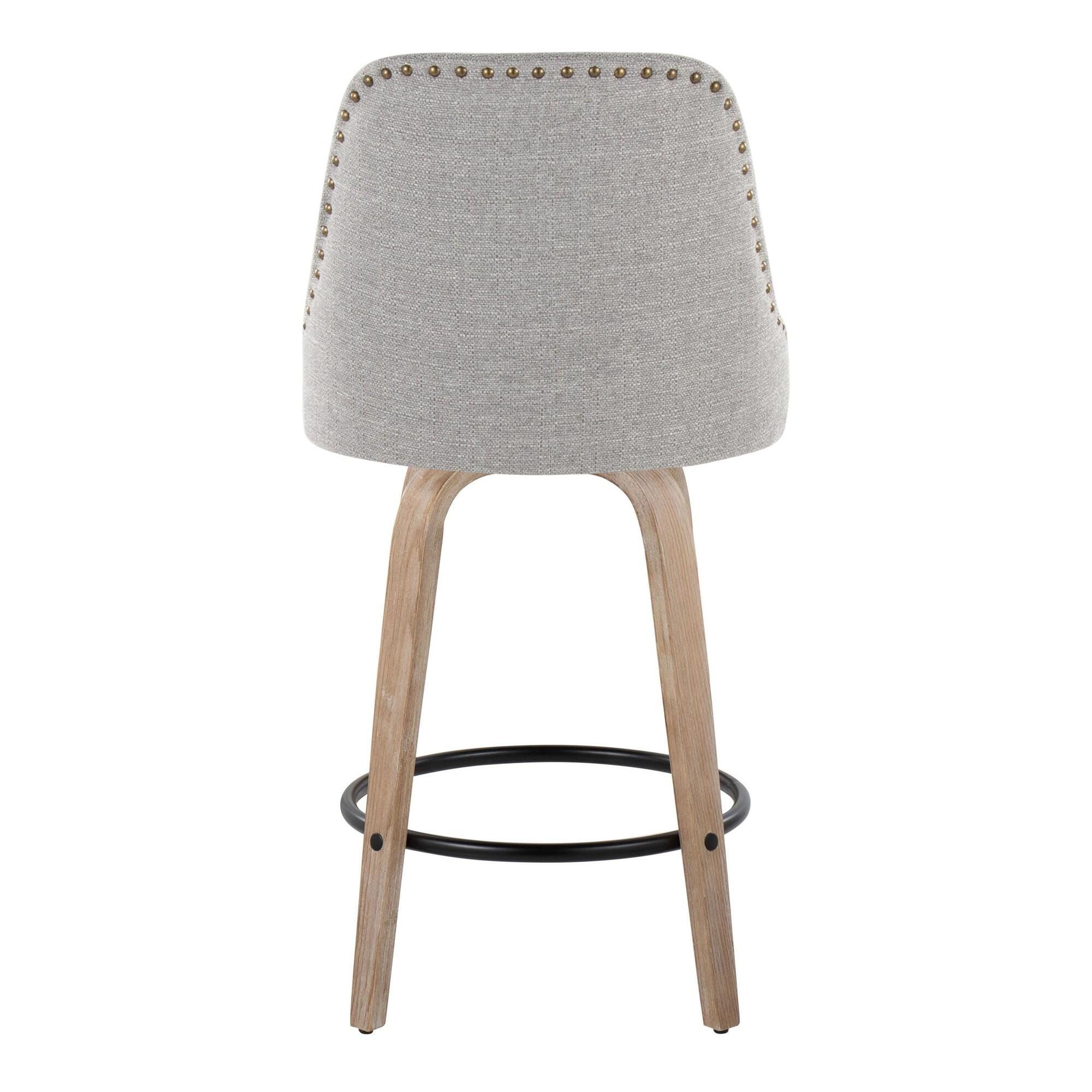 LumiSource Marcel Counter Height Bar Stool  (Set of 2), White/Light Gray/Black, large