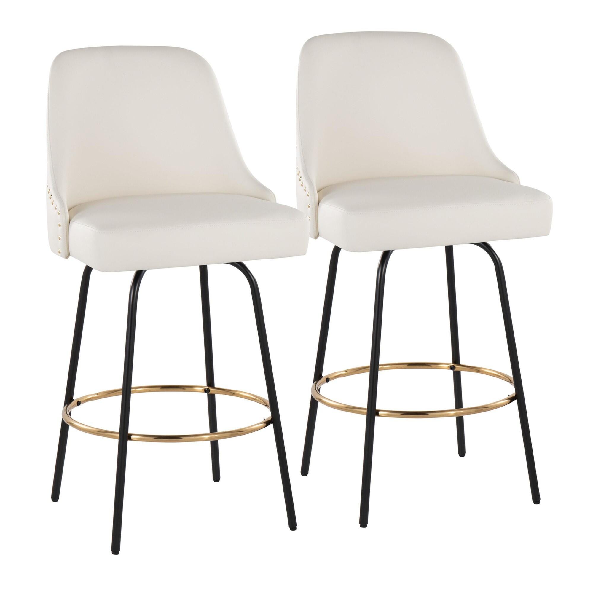 LumiSource Marcel Studded Back Counter Height Bar Stool  (Set of 2)