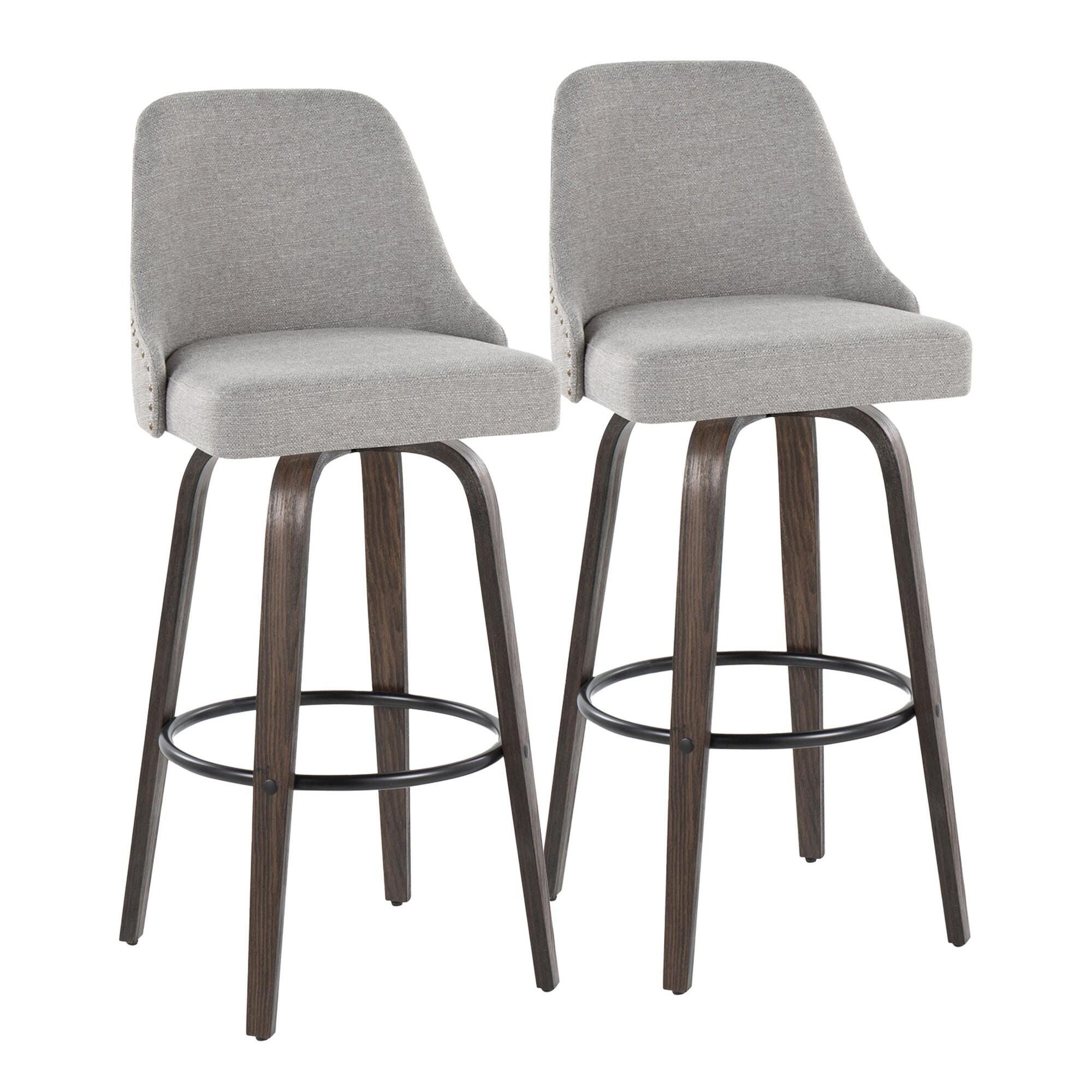 LumiSource Marcel Bar Height Bar Stool (Set of 2), Black/Light Gray, large