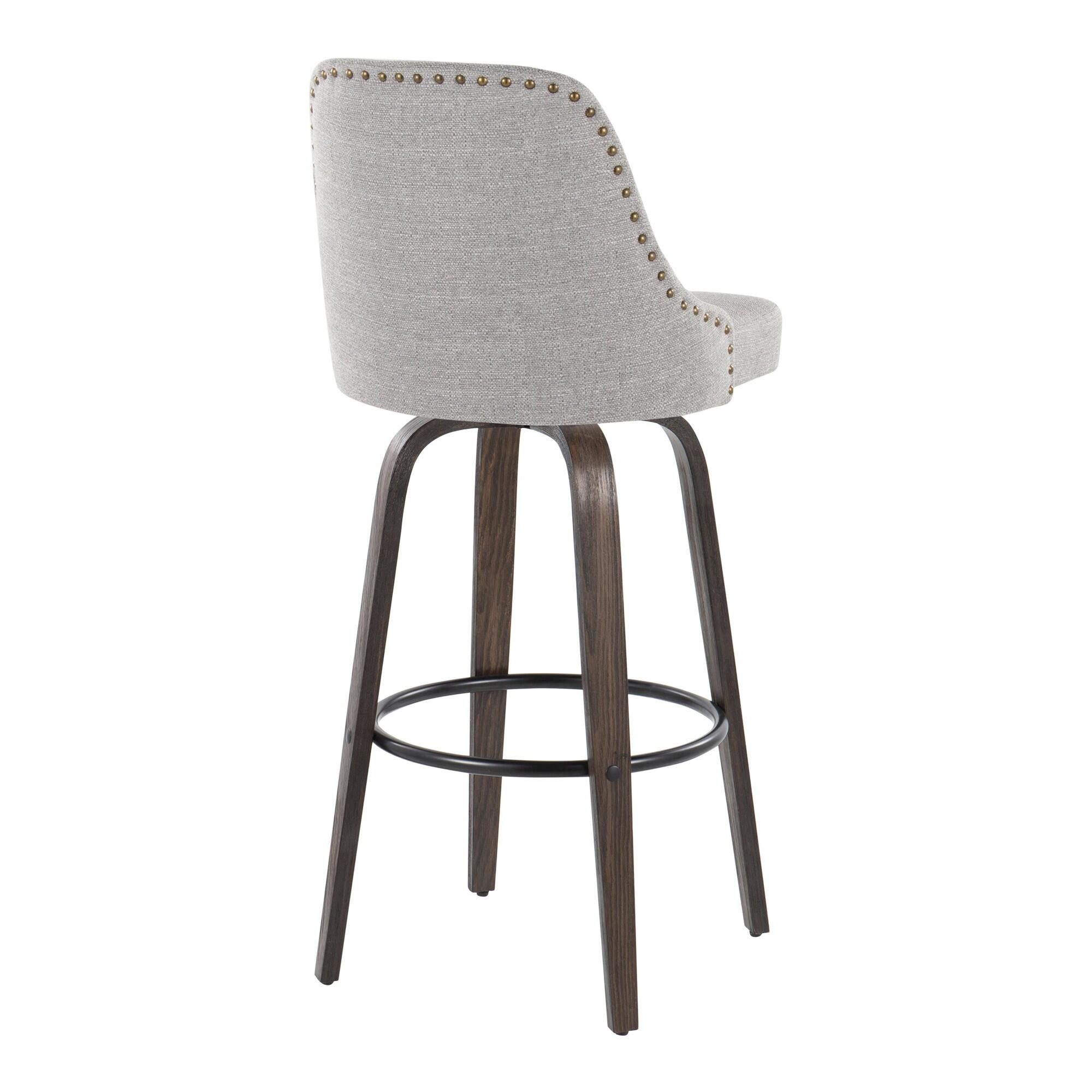 LumiSource Marcel Bar Height Bar Stool (Set of 2), Black/Light Gray, large