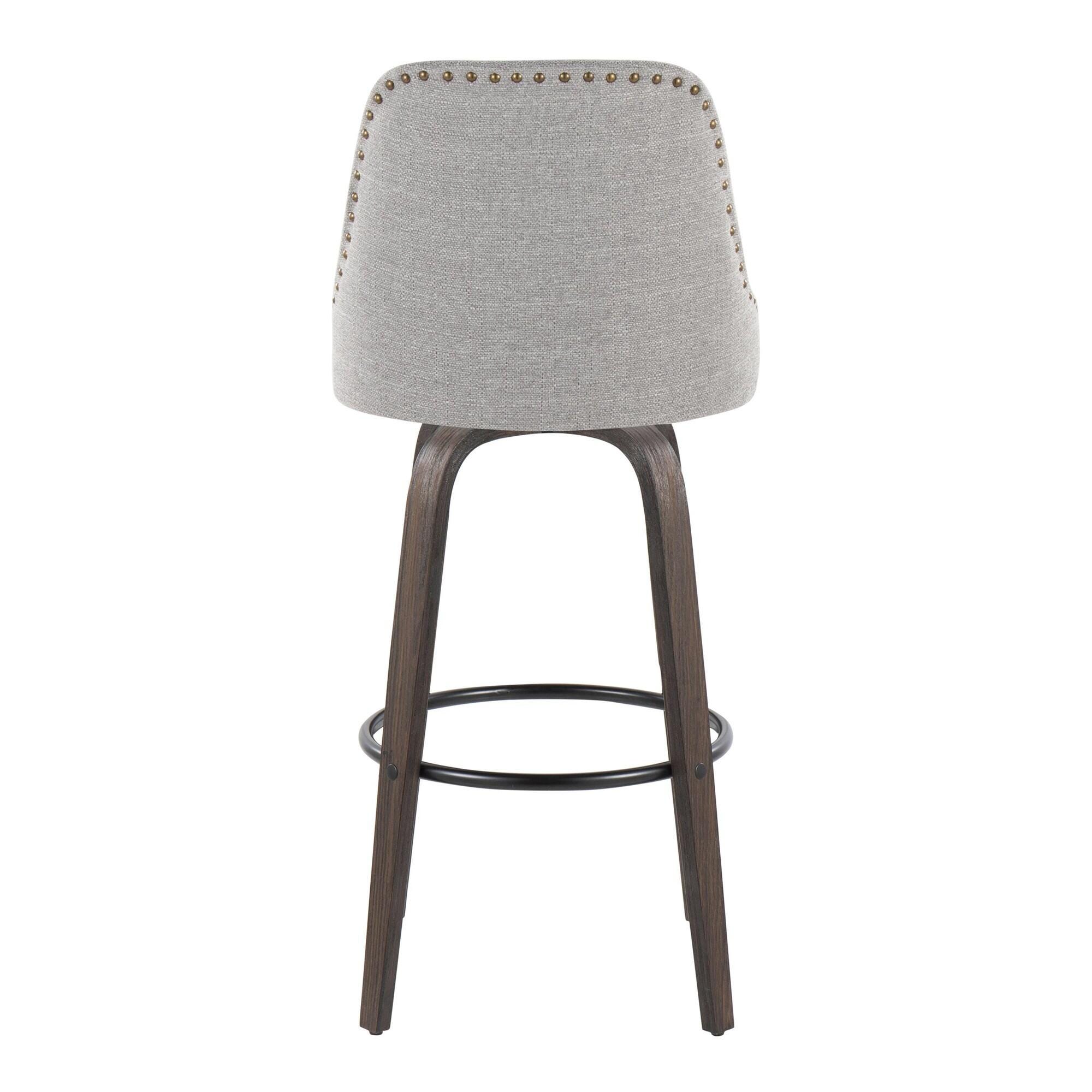 LumiSource Marcel Bar Height Bar Stool (Set of 2), Black/Light Gray, large
