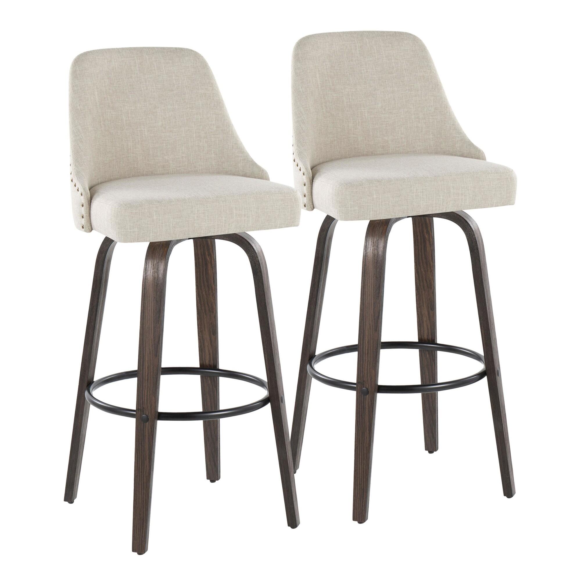LumiSource Marcel Bar Height Bar Stool (Set of 2), Black/Cream, large