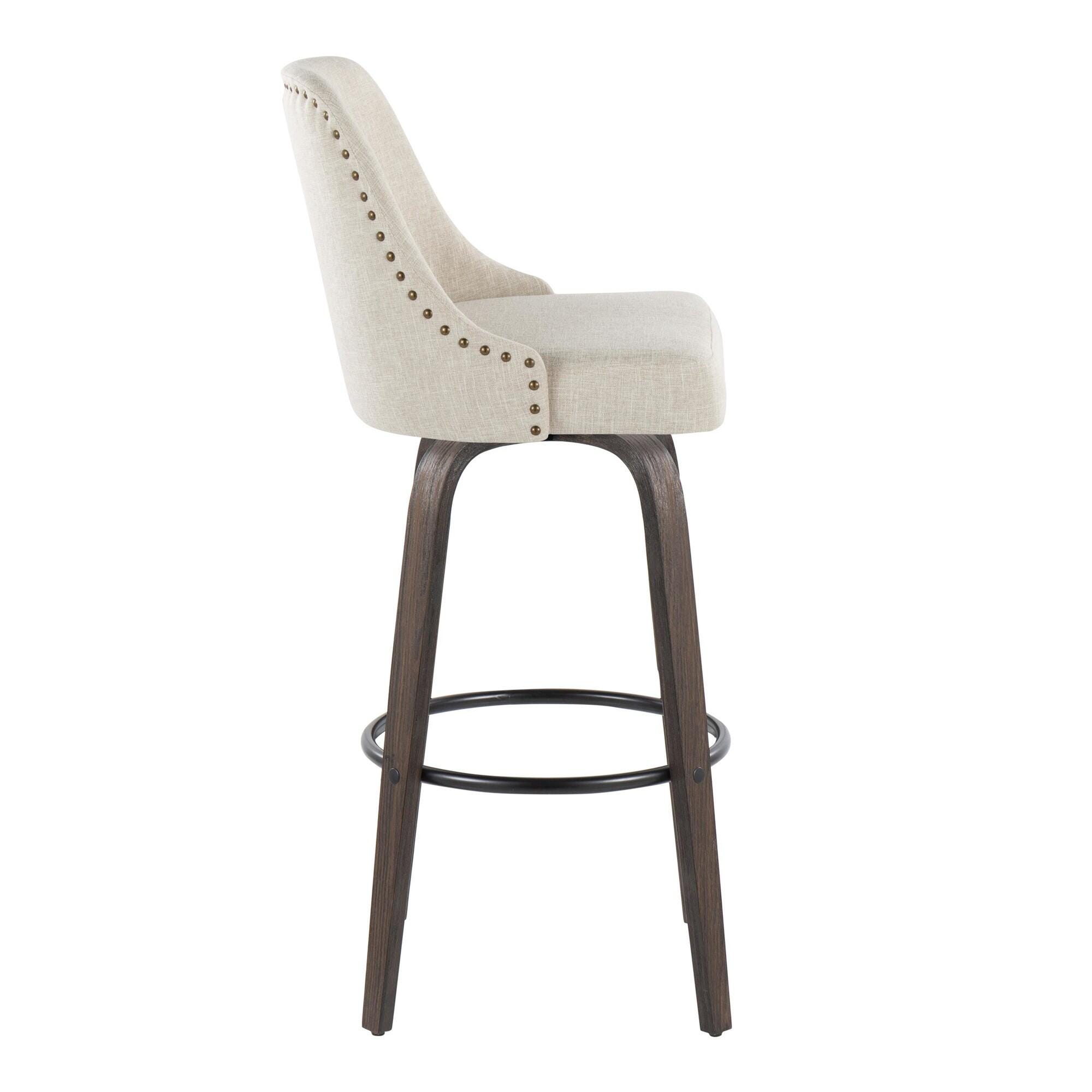 LumiSource Marcel Bar Height Bar Stool (Set of 2), Black/Cream, large